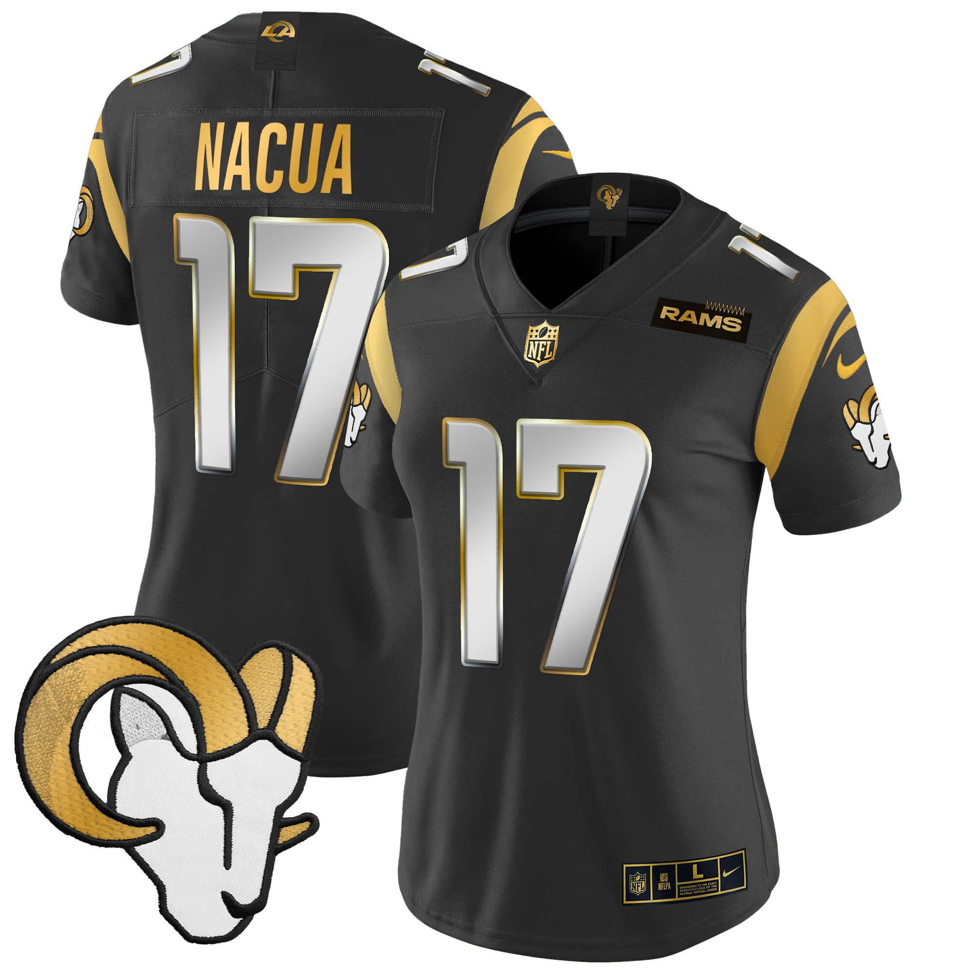 Women's Puka Nacua Los Angeles Rams 2024 Gold Vapor Limited Black Limited Jersey - All Stitched