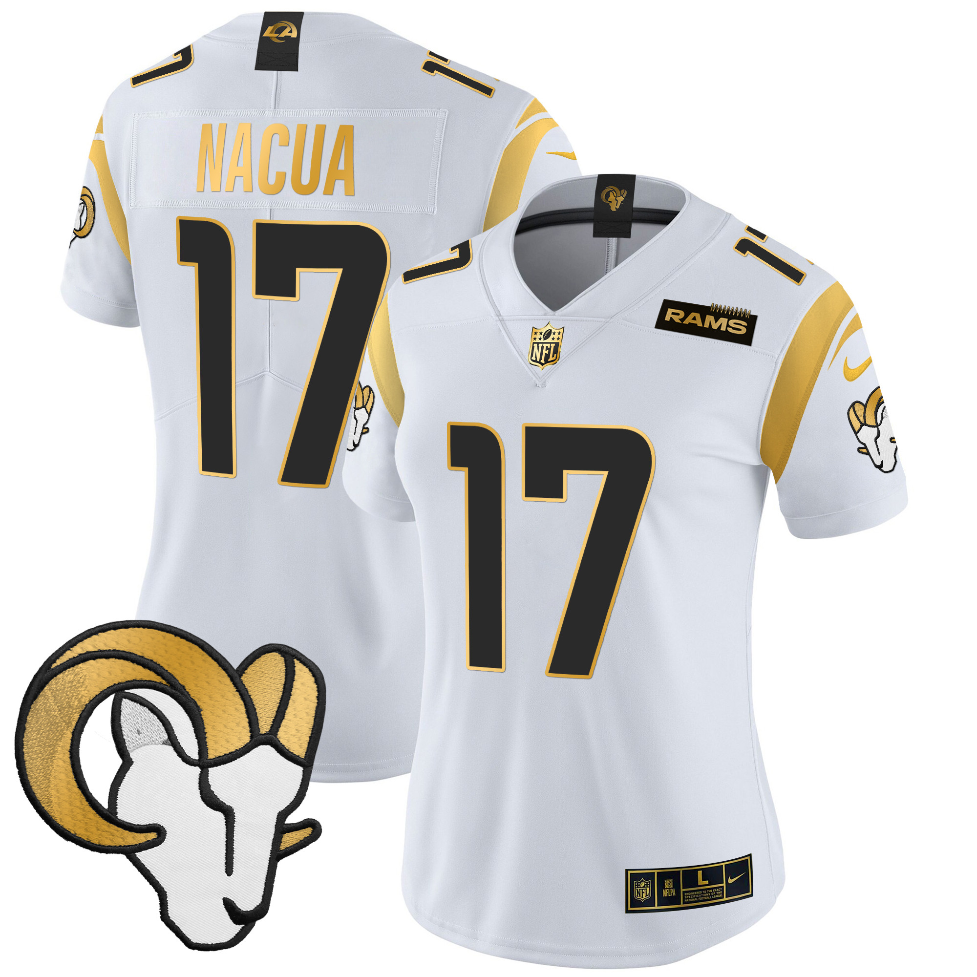 Women's Puka Nacua Los Angeles Rams 2024 Gold Vapor Limited White Gold Jersey - All Stitched