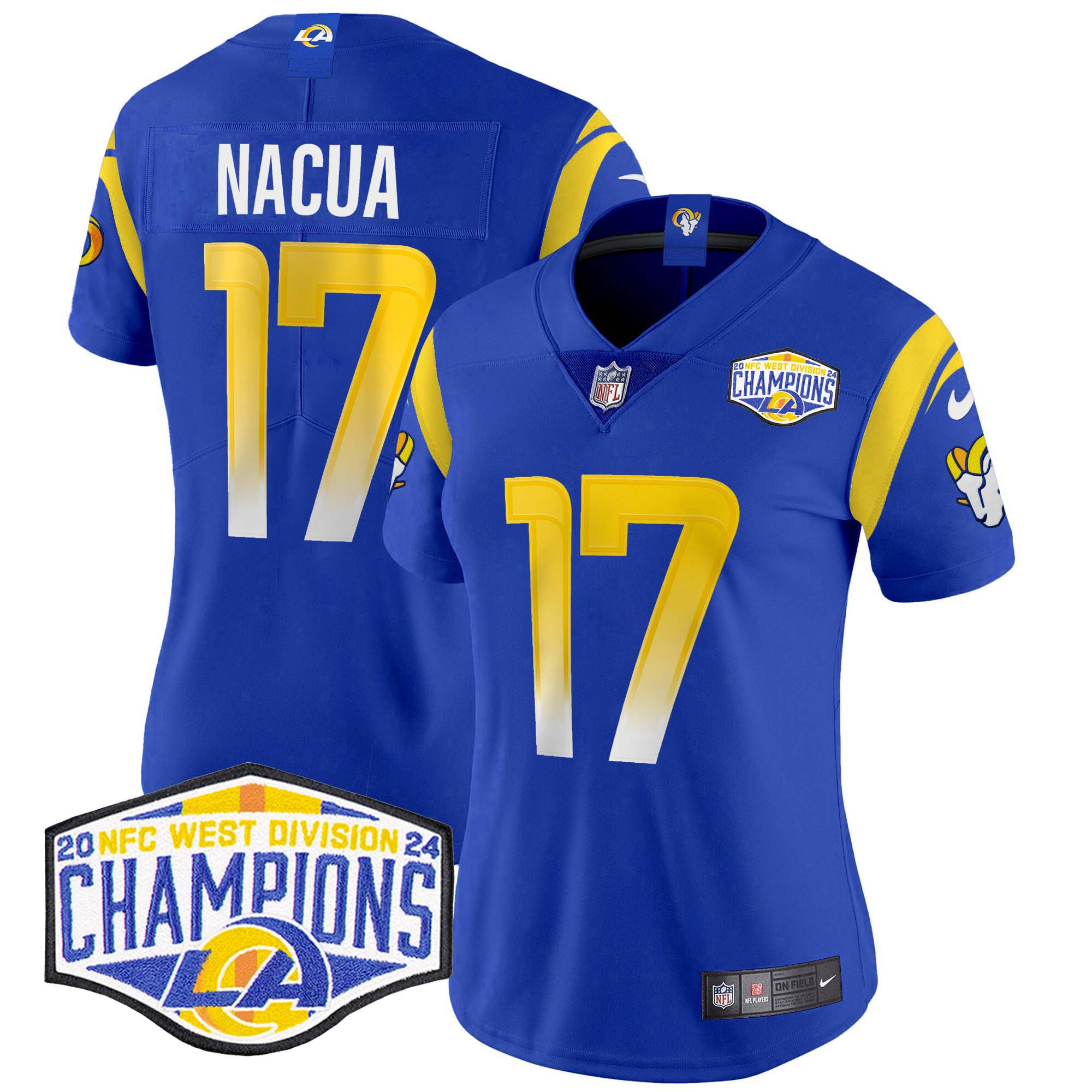 Women's Puka Nacua Los Angeles Rams 2024 NFC West Division Champions Vapor Limited Royal Jersey - All Stitched