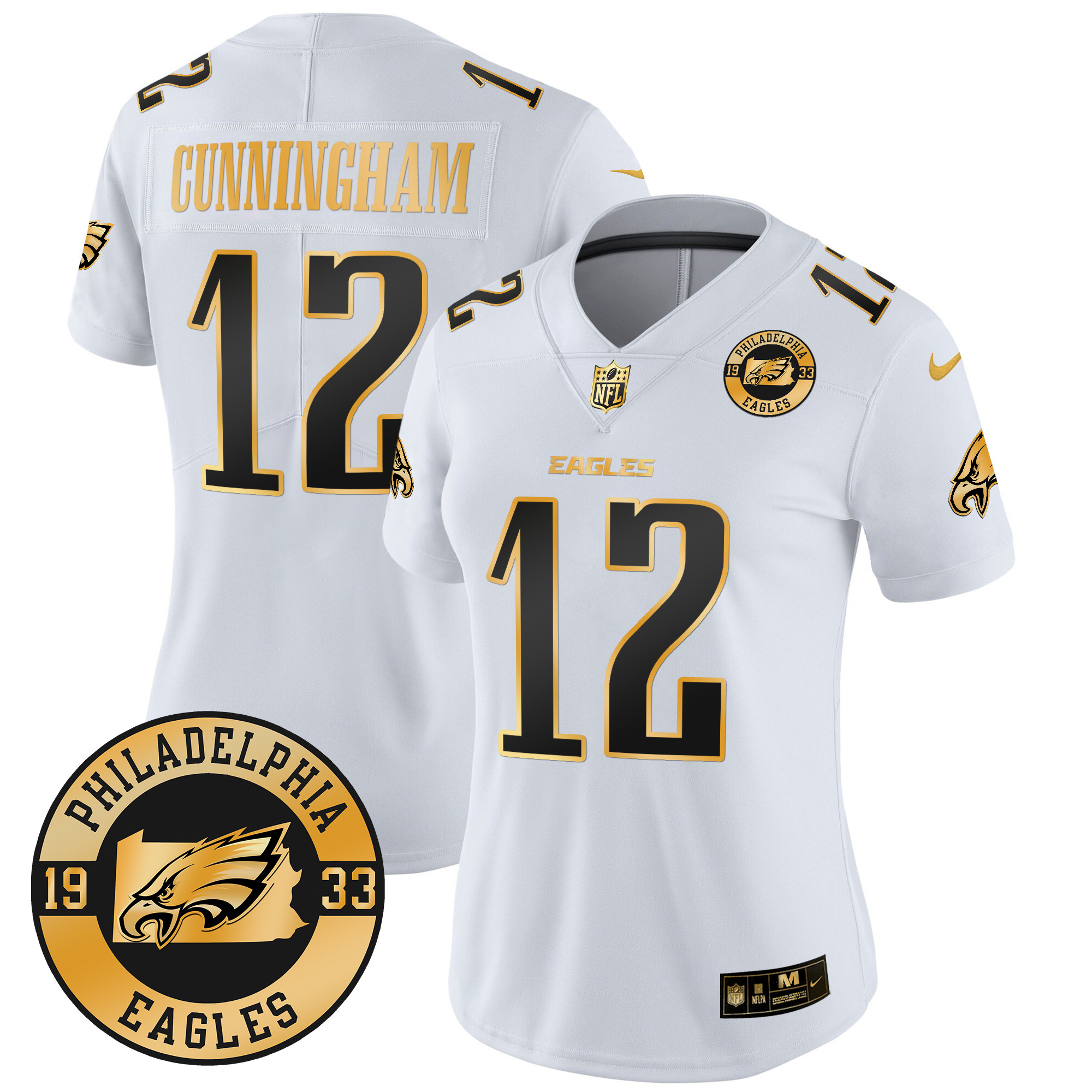 Women's Randall Cunningham Philadelphia Eagles 2024 Gold Vapor Limited White Gold Jersey - All Stitched