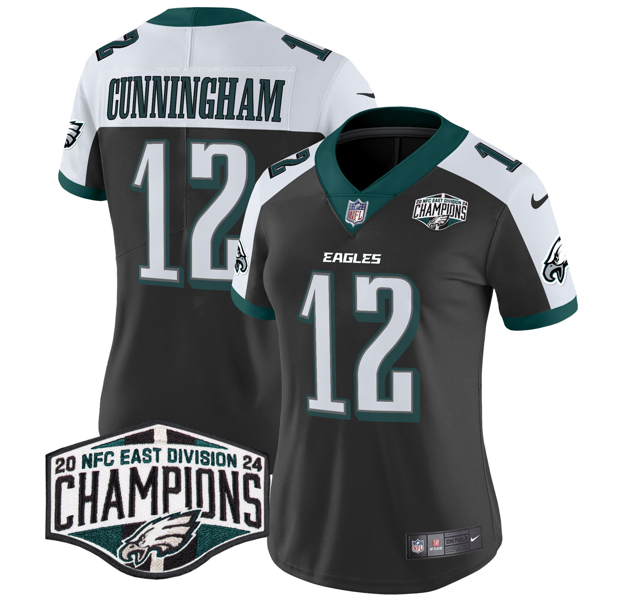 Women's Randall Cunningham Philadelphia Eagles 2024 NFC East Division Champions Vapor Limited Black Alternate Jersey - All Stitched