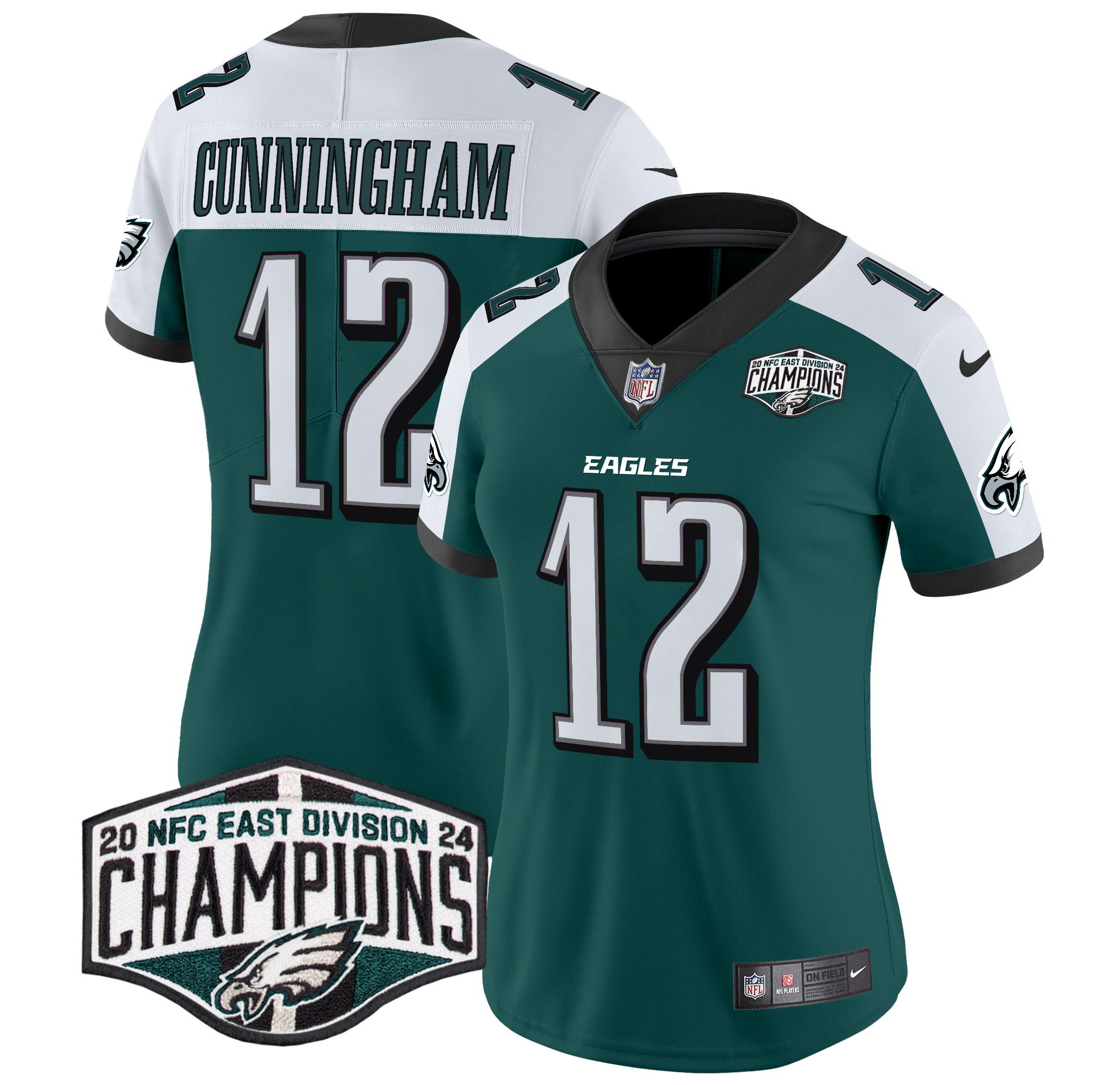 Women's Randall Cunningham Philadelphia Eagles 2024 NFC East Division Champions Vapor Limited Green Alternate Jersey - All Stitched