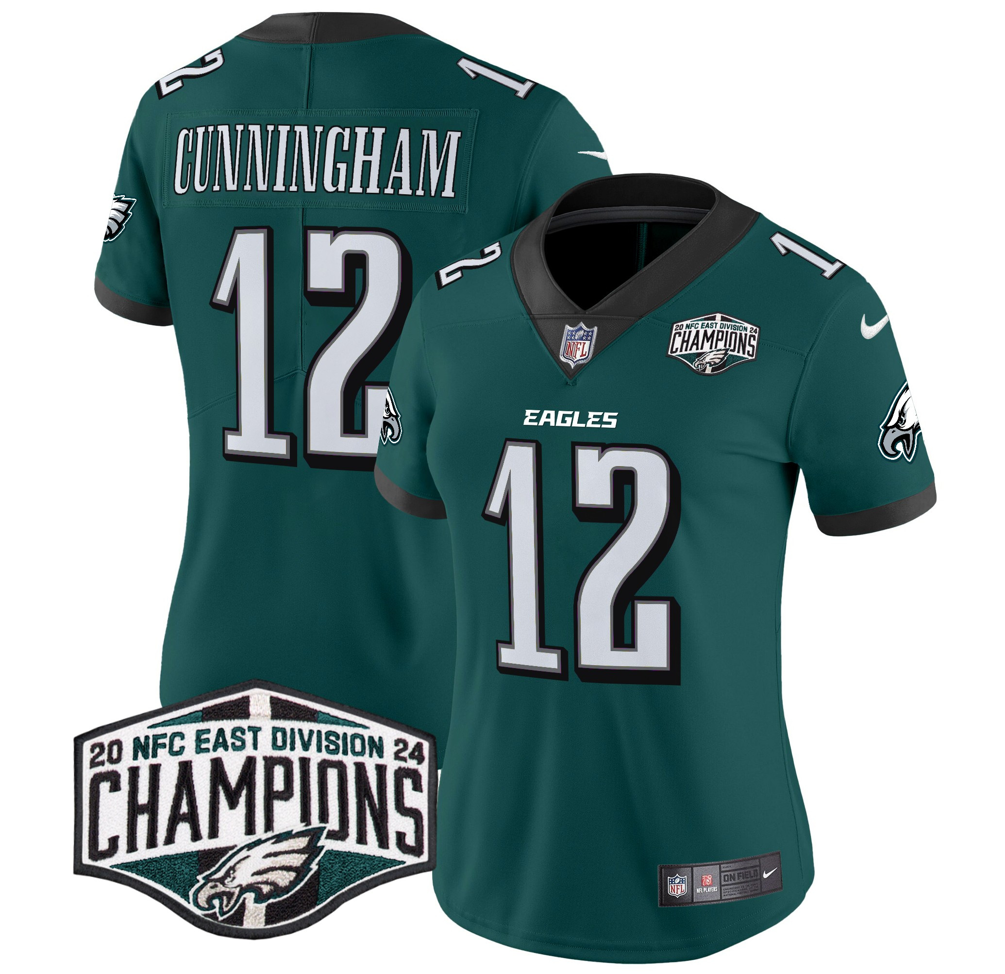 Women's Randall Cunningham Philadelphia Eagles 2024 NFC East Division Champions Vapor Limited Midnight Green Jersey - All Stitched