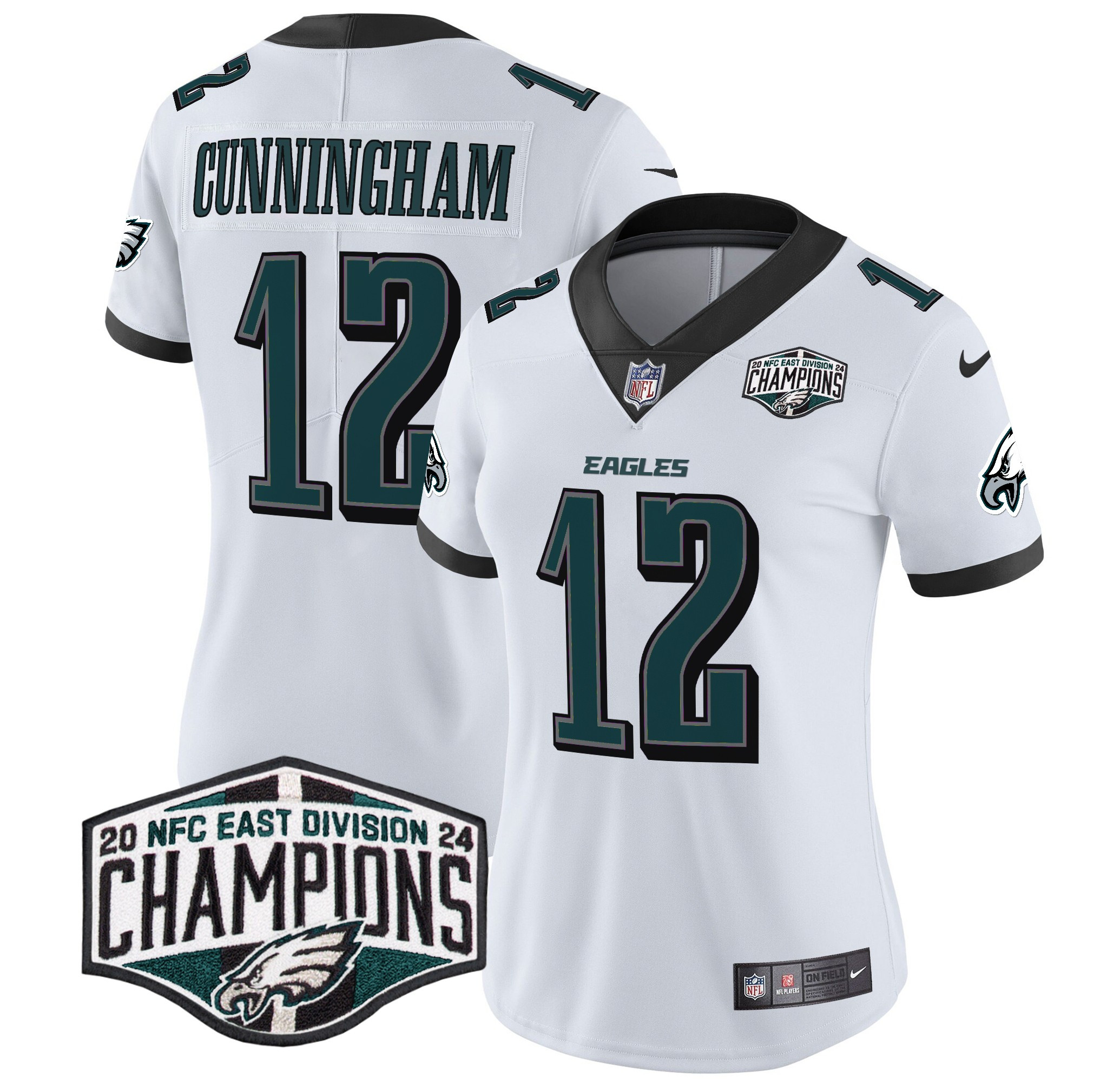 Women's Randall Cunningham Philadelphia Eagles 2024 NFC East Division Champions Vapor Limited White Jersey - All Stitched