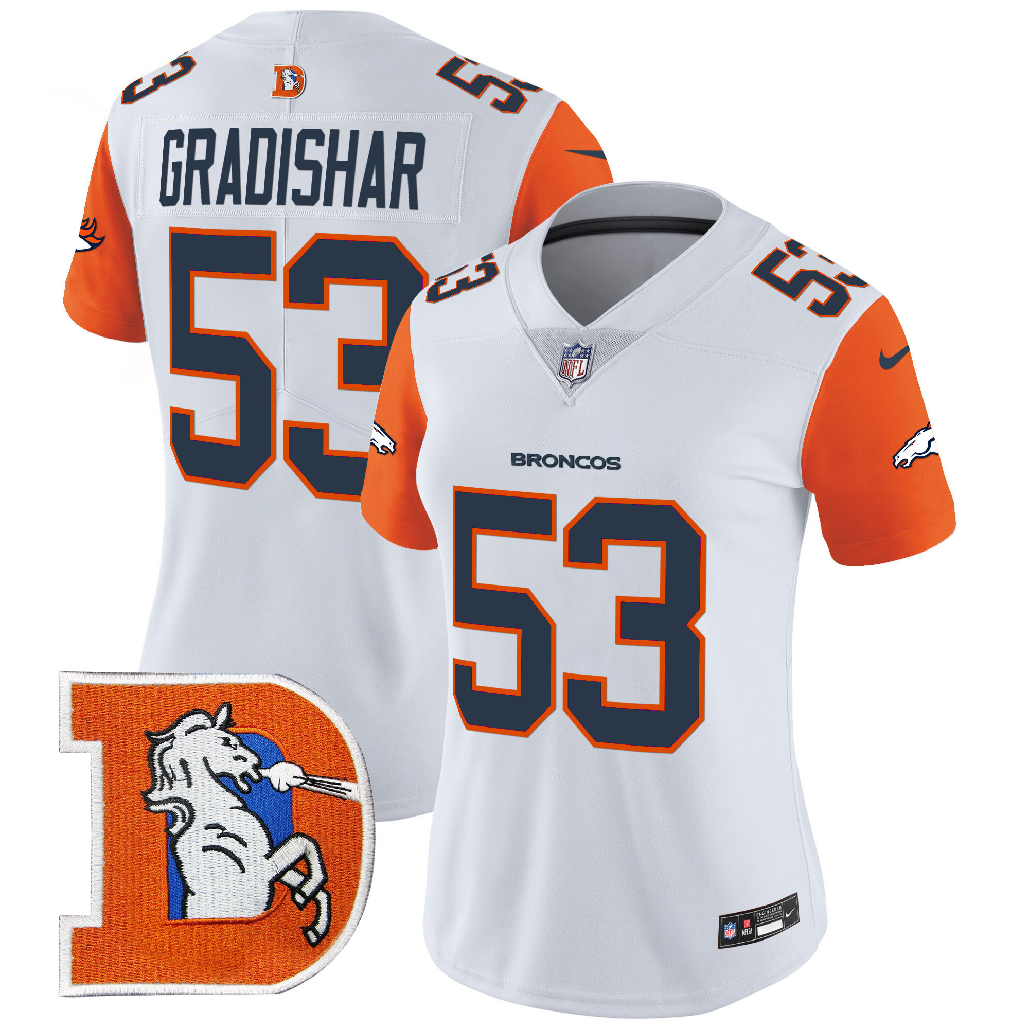 Women's Randy Gradishar Denver Broncos Throwback Vapor Limited Orange Sleeves Jersey - All Stitched