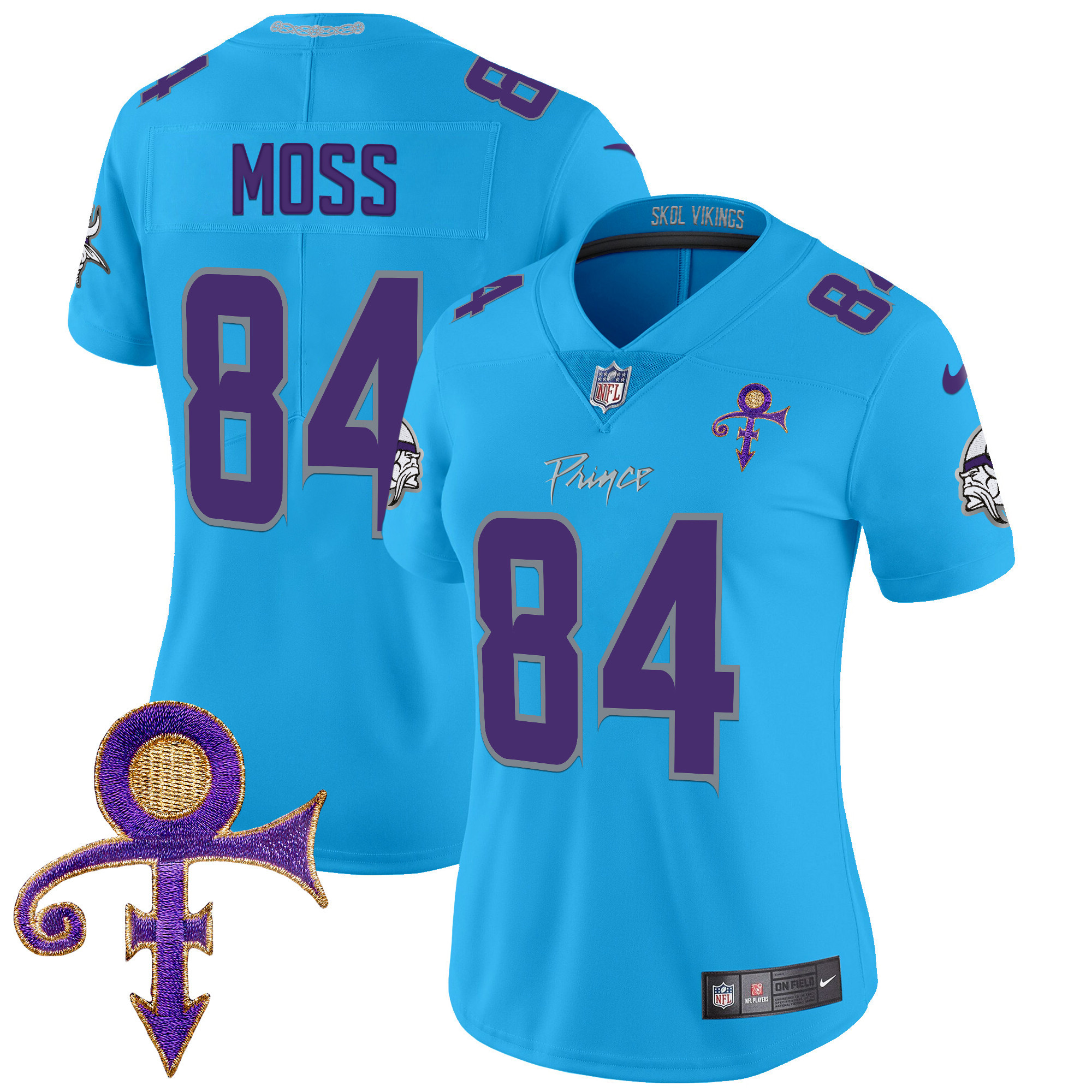 Women's Randy Moss Minnesota Vikings 2024 Prince Vapor Limited Light Blue Jersey - All Stitched