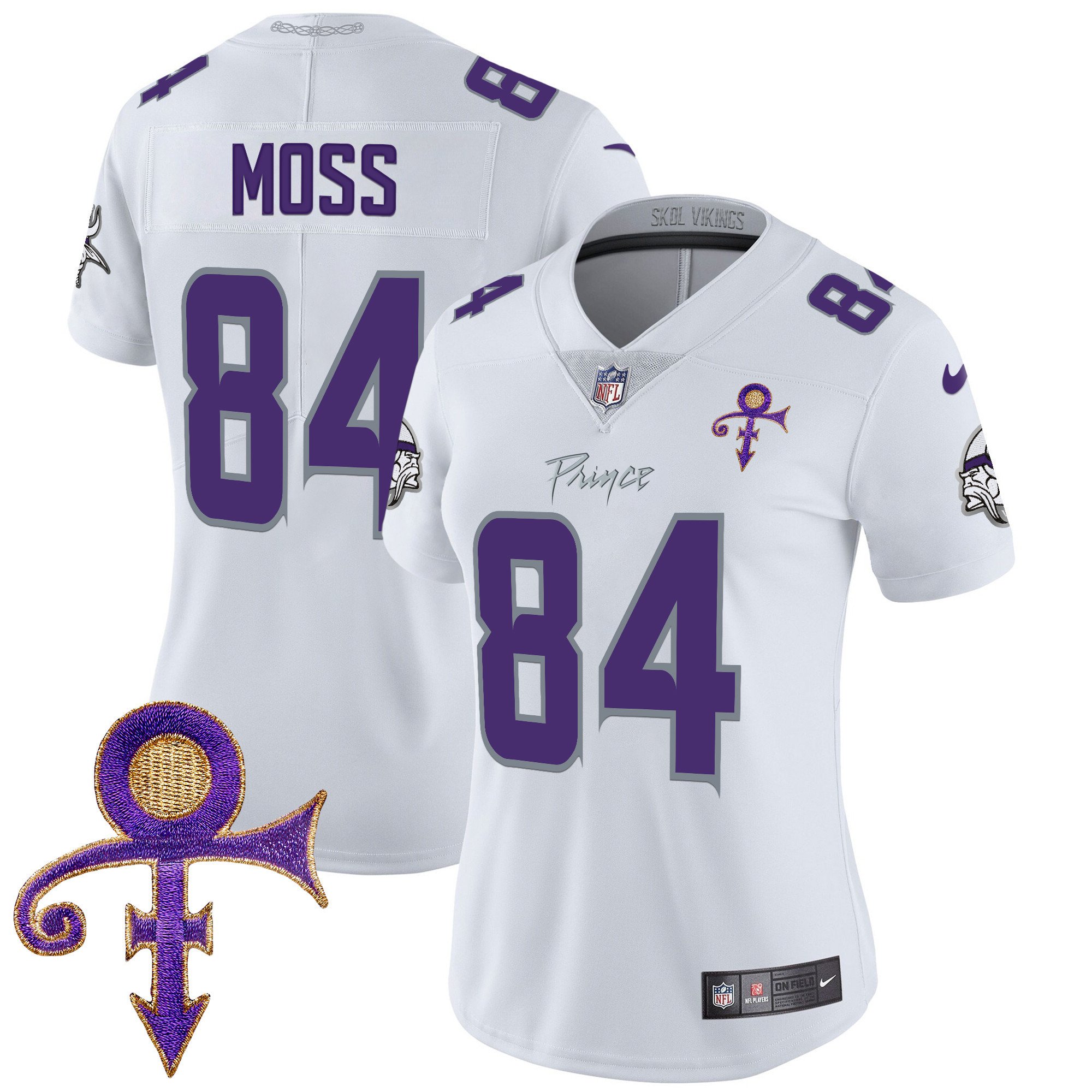 Women's Randy Moss Minnesota Vikings 2024 Prince Vapor Limited White Limited Jersey - All Stitched