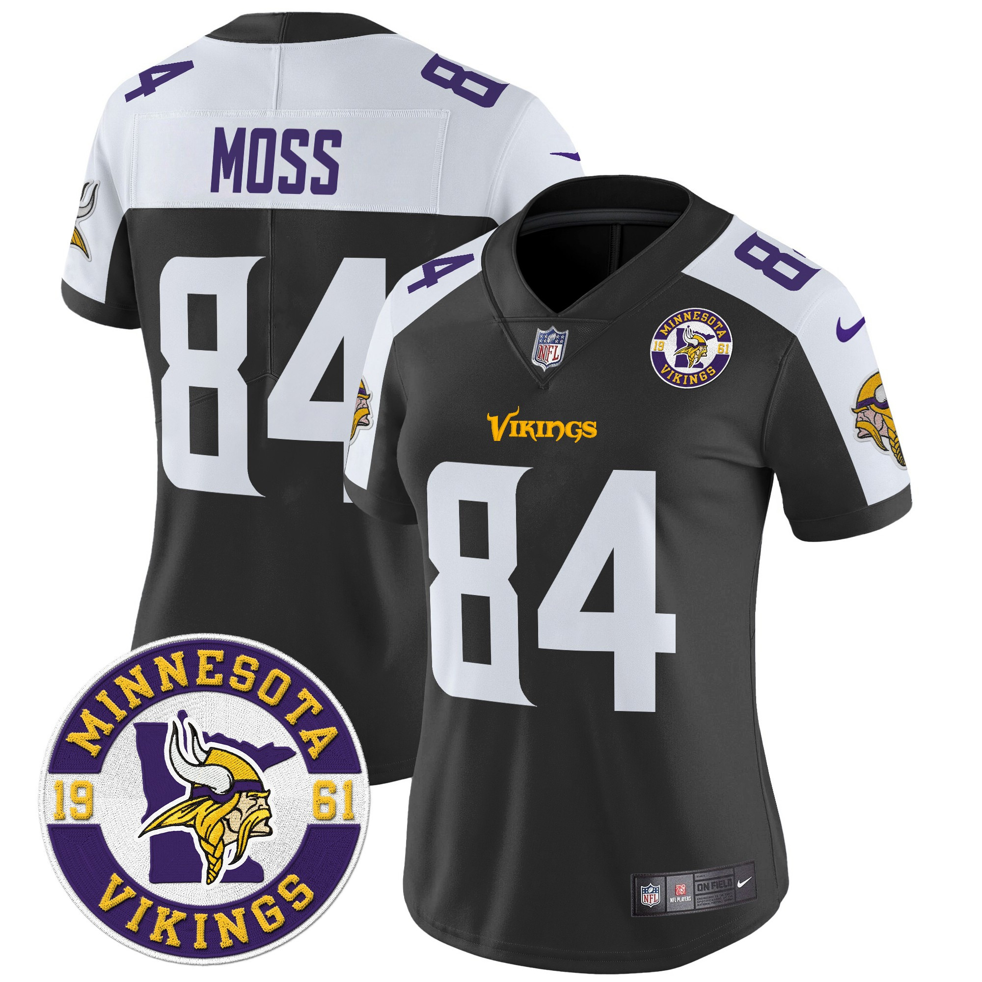Women's Randy Moss Minnesota Vikings 2024 Vapor Limited Black Alternate Jersey - All Stitched