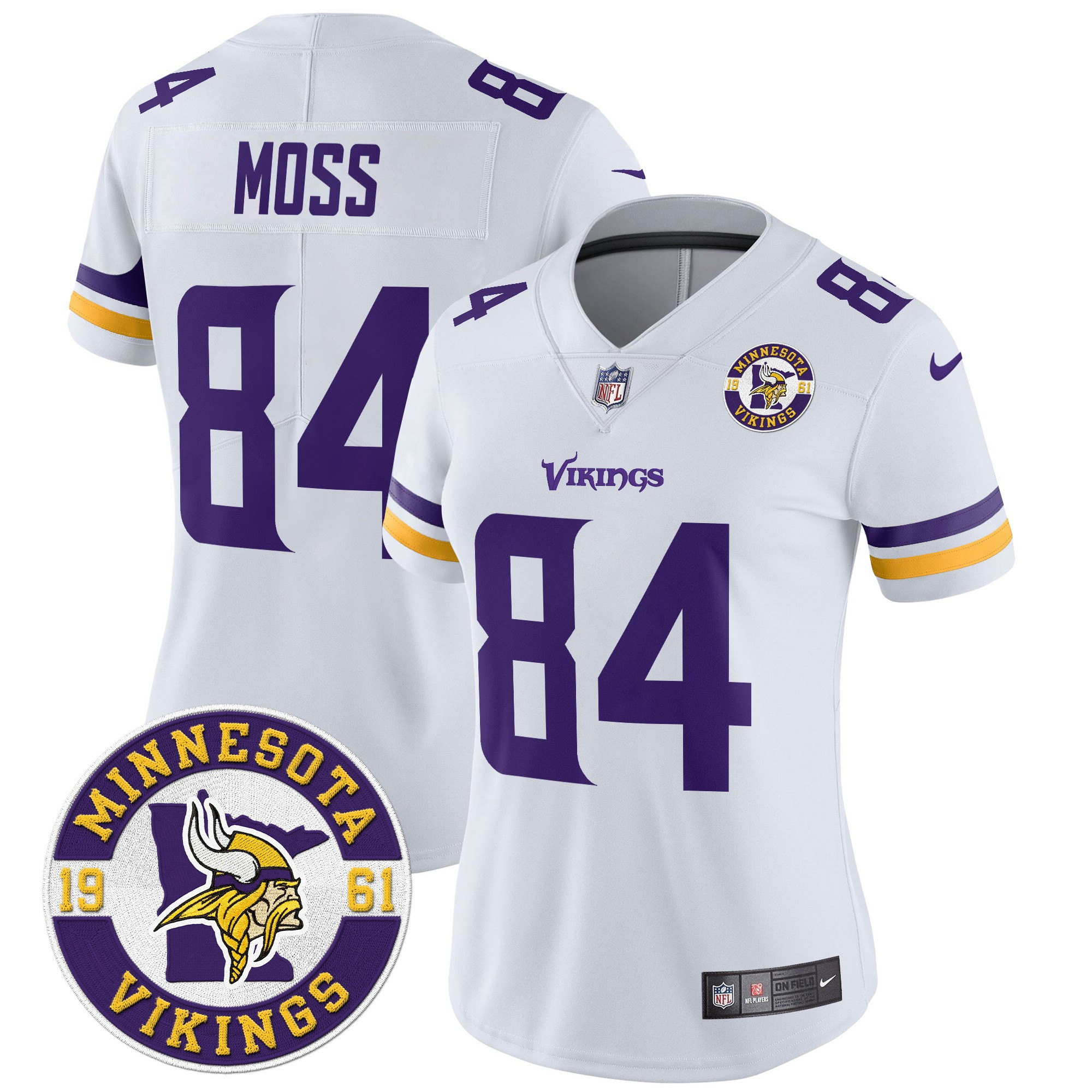 Women's Randy Moss Minnesota Vikings 2024 Vapor Limited White Jersey - All Stitched