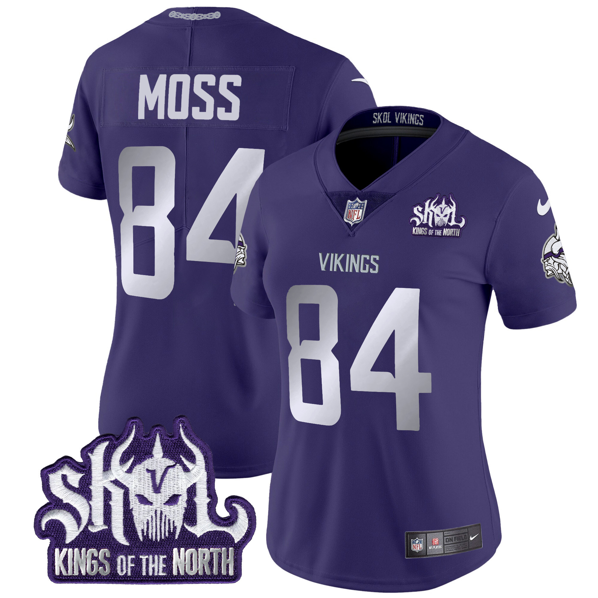 Women's Randy Moss Minnesota Vikings 2024 Winter Warrior Skol Patch Vapor Limited Purple Jersey - All Stitched