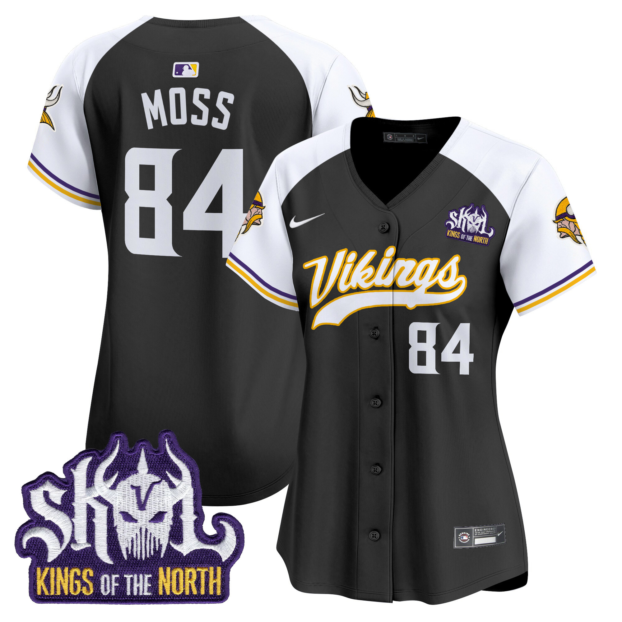 Women's Randy Moss Minnesota Vikings Kings Of The North Patch Vapor Premier Limited Black Alternate Jersey - All Stitched