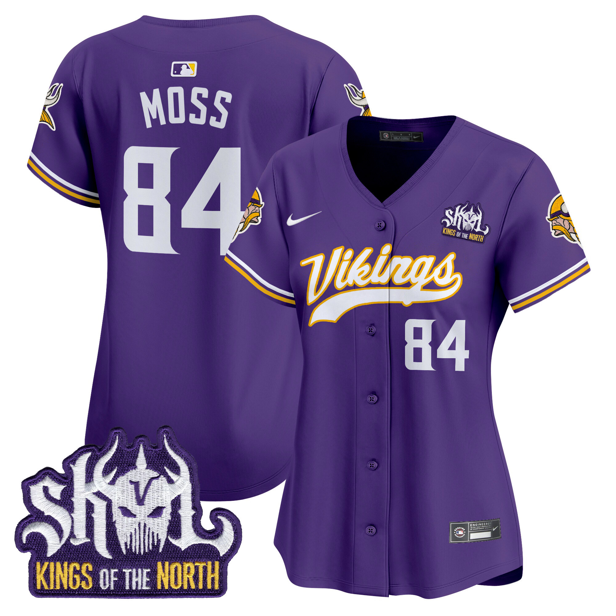 Women's Randy Moss Minnesota Vikings Kings Of The North Patch Vapor Premier Limited Purple Jersey - All Stitched