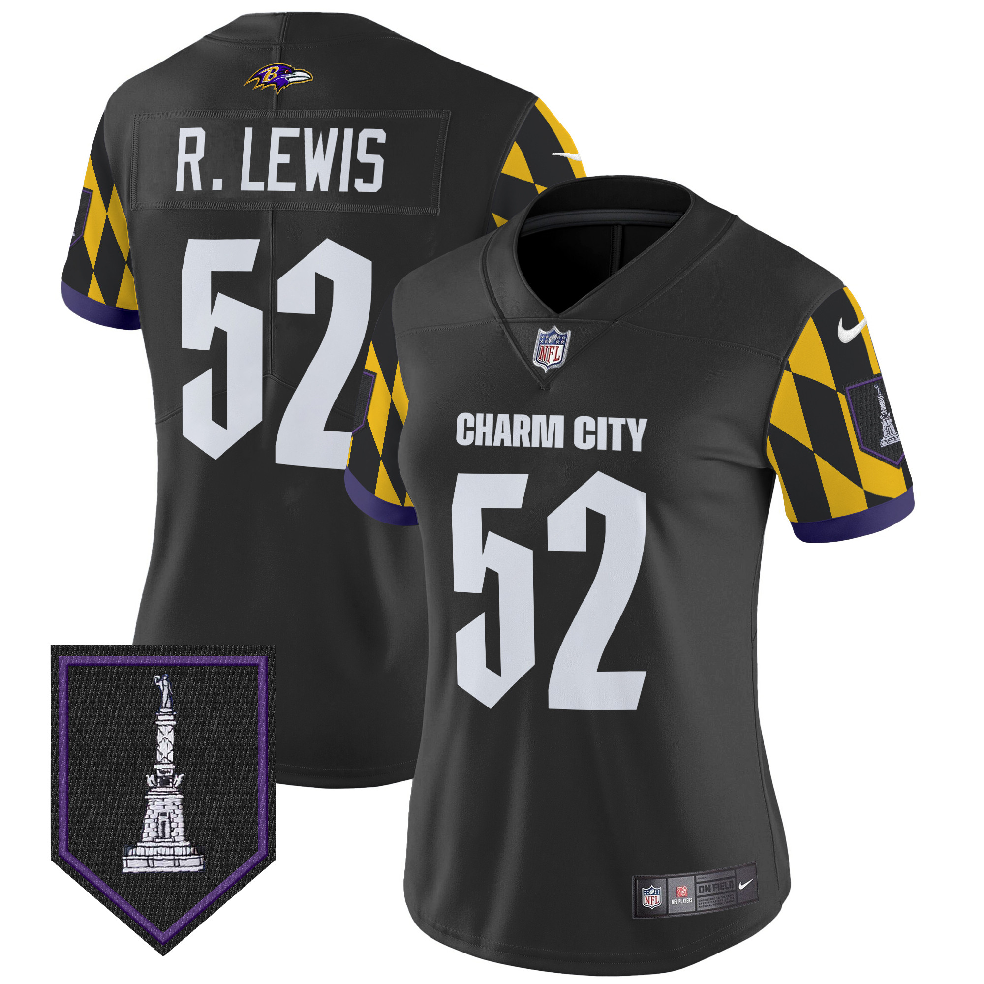Women's Ray Lewis Baltimore Ravens City Edition Patch Vapor Limited Black Jersey - All Stitched