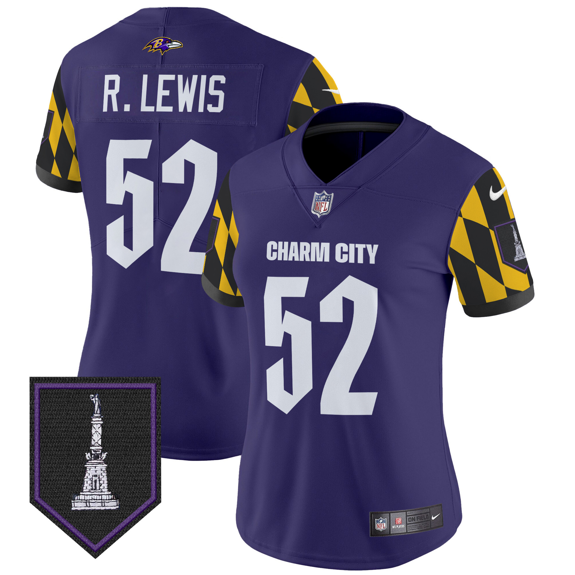 Women's Ray Lewis Baltimore Ravens City Edition Patch Vapor Limited Purple Jersey - All Stitched