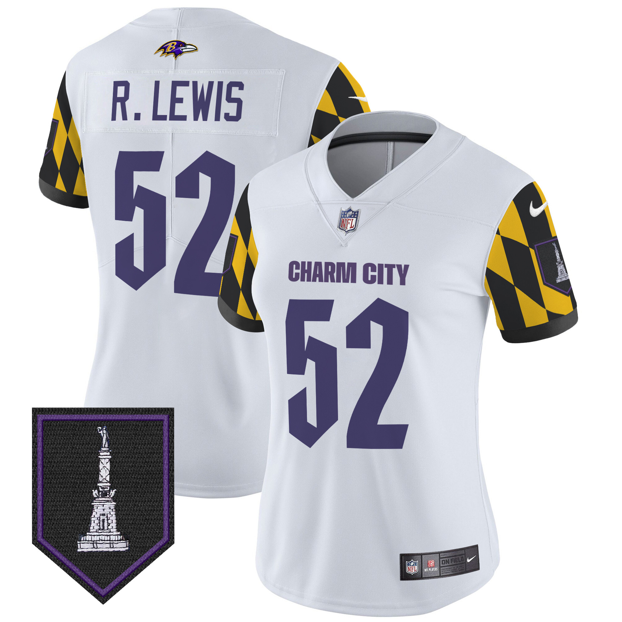 Women's Ray Lewis Baltimore Ravens City Edition Patch Vapor Limited White Jersey - All Stitched