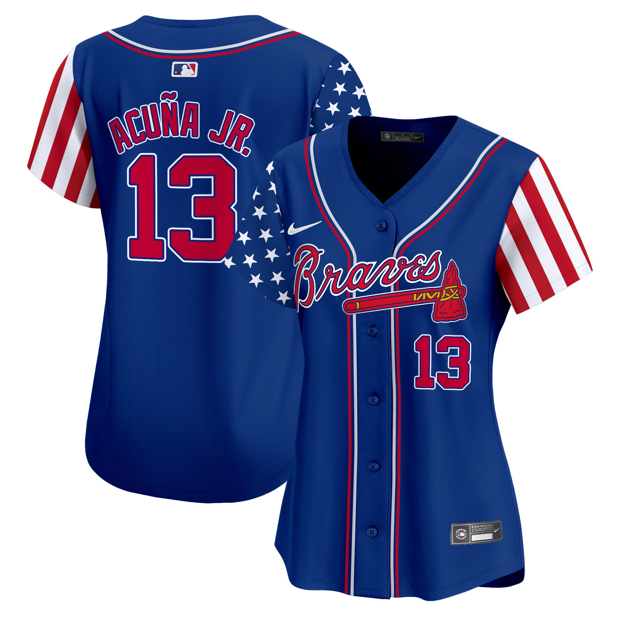 Women's Ronald Acuna Jr. Atlanta Braves 2024 Independence Day Vapor Premier Limited Royal Jersey - All Stitched