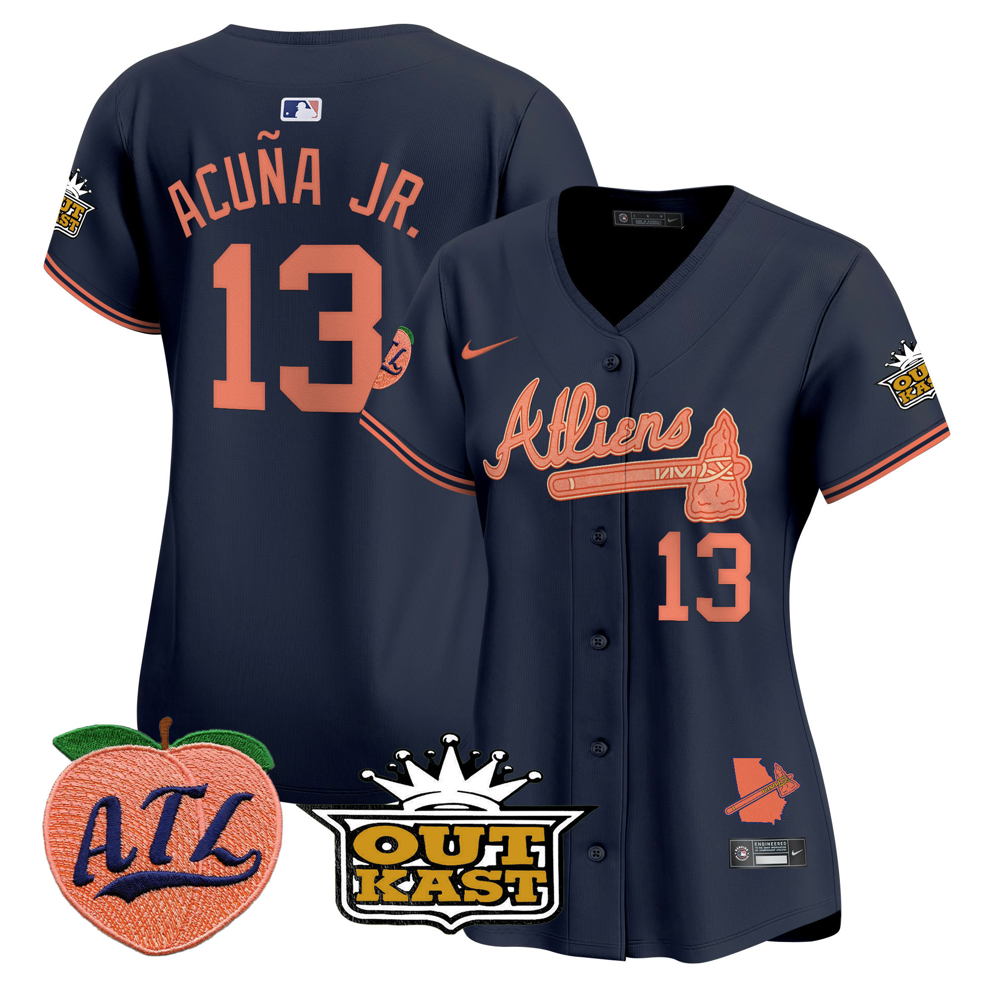 Women's Ronald Acuna Jr. Atlanta Braves Atliens & Peach Vapor Premier Limited Atliens Jersey - All Stitched