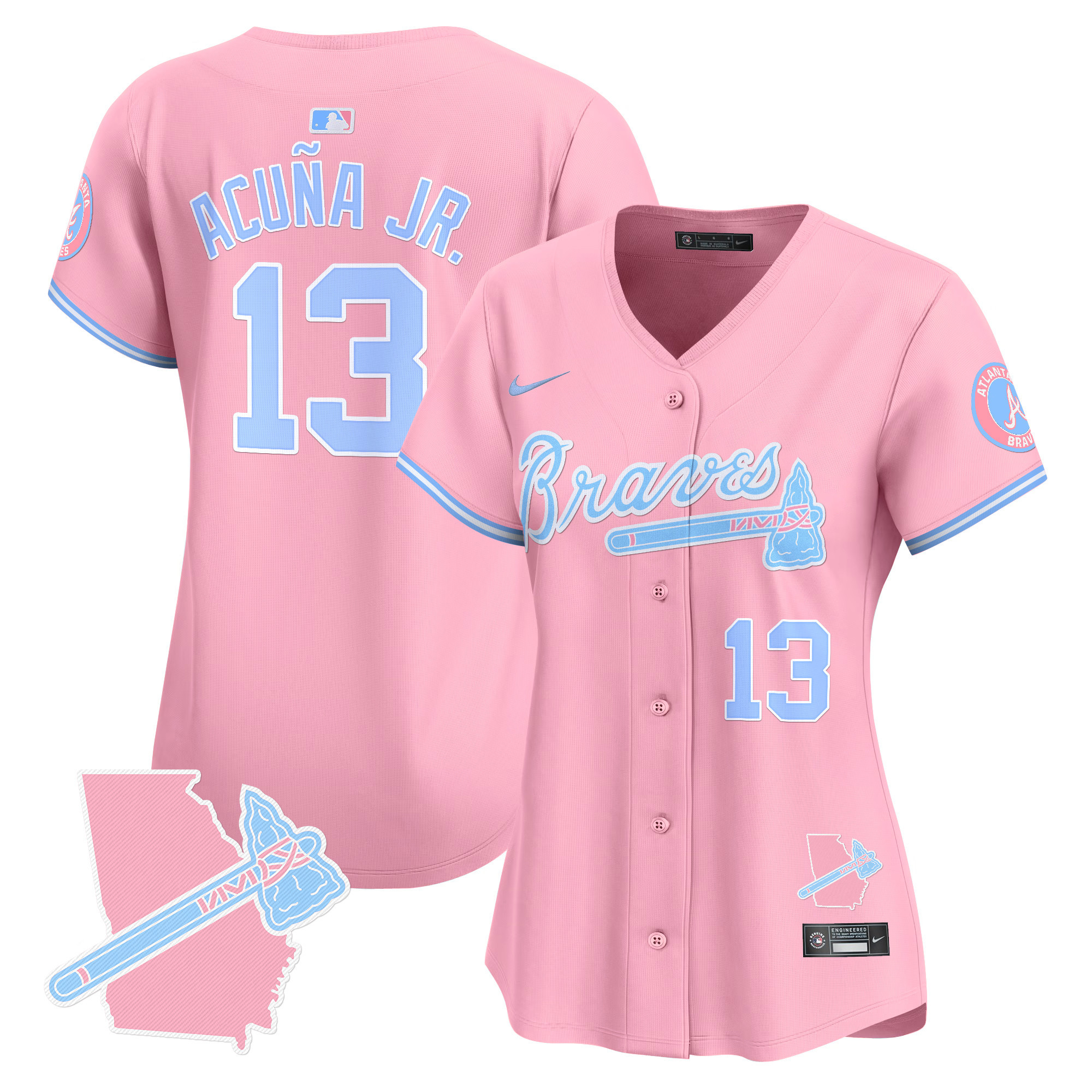 Women's Ronald Acuna Jr. Atlanta Braves Bubblegum Pink Vapor Premier Limited Pink Jersey - All Stitched