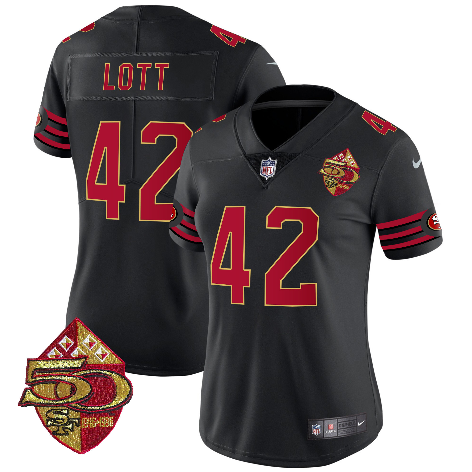 Women's Ronnie Lott San Francisco 49ers 1996 Throwback Vapor Limited Black Jersey - All Stitched