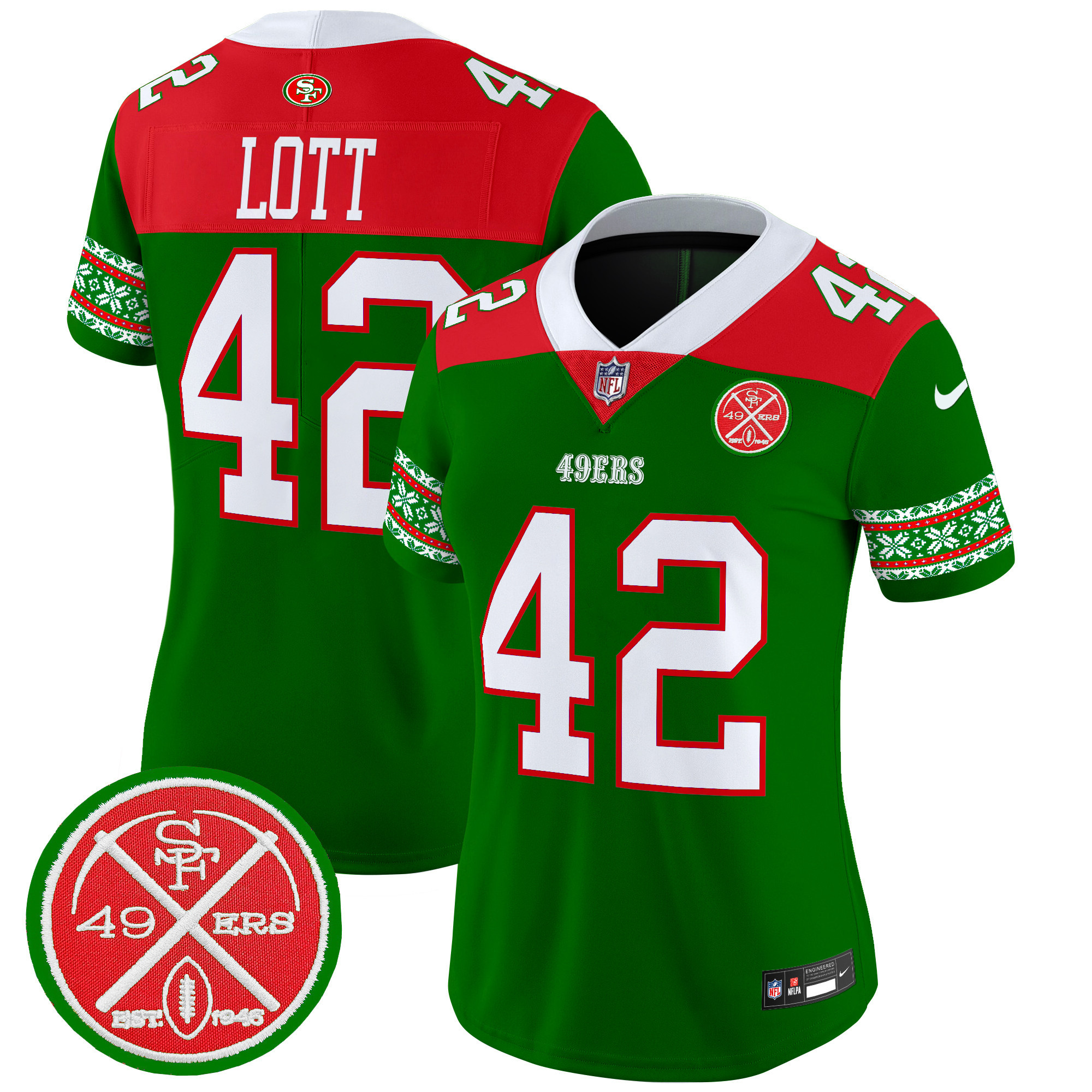 Women's Ronnie Lott San Francisco 49ers 2024 Christmas Vapor Limited Green Jersey - All Stitched