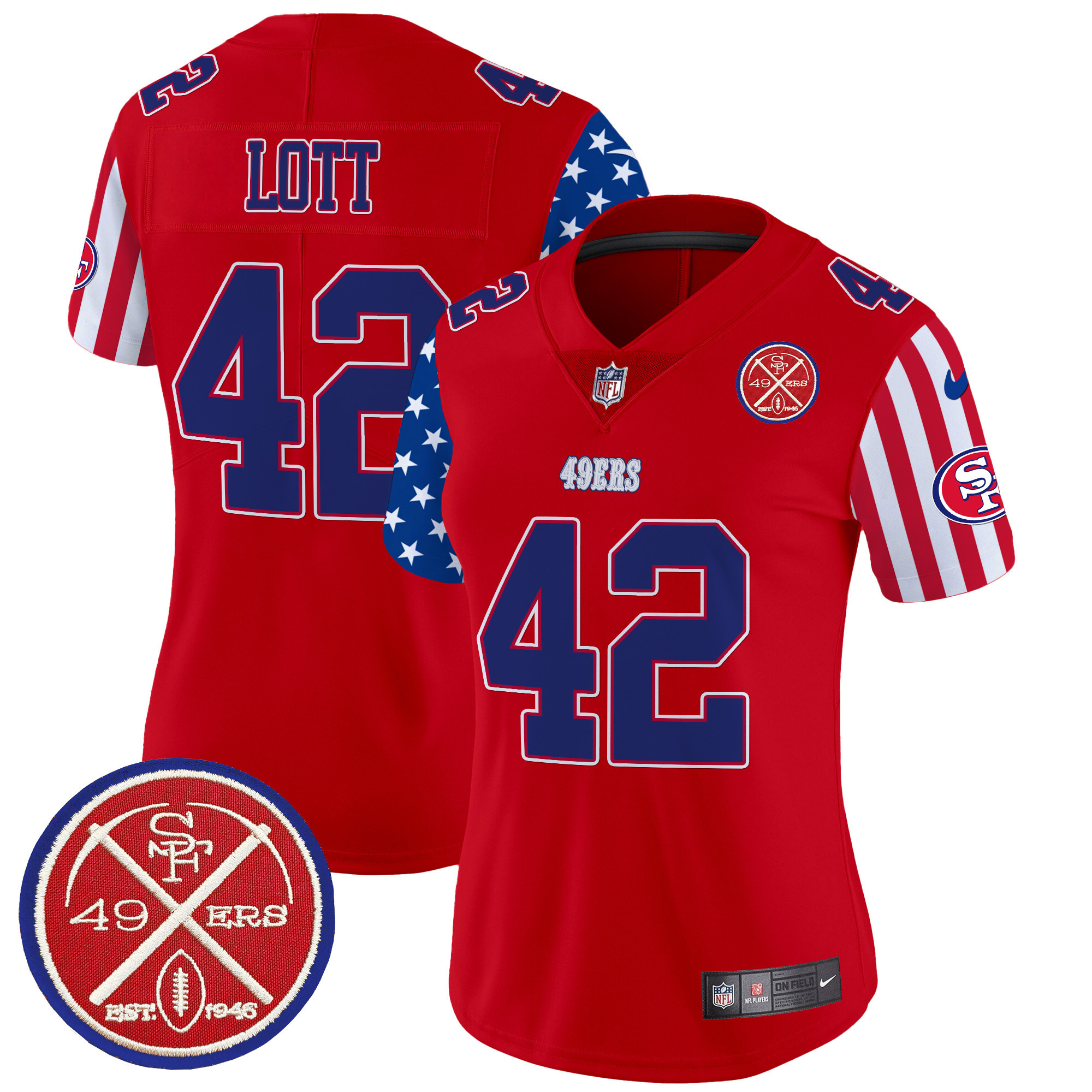 Women's Ronnie Lott San Francisco 49ers American Style Vapor Limited Red Jersey - All Stitched