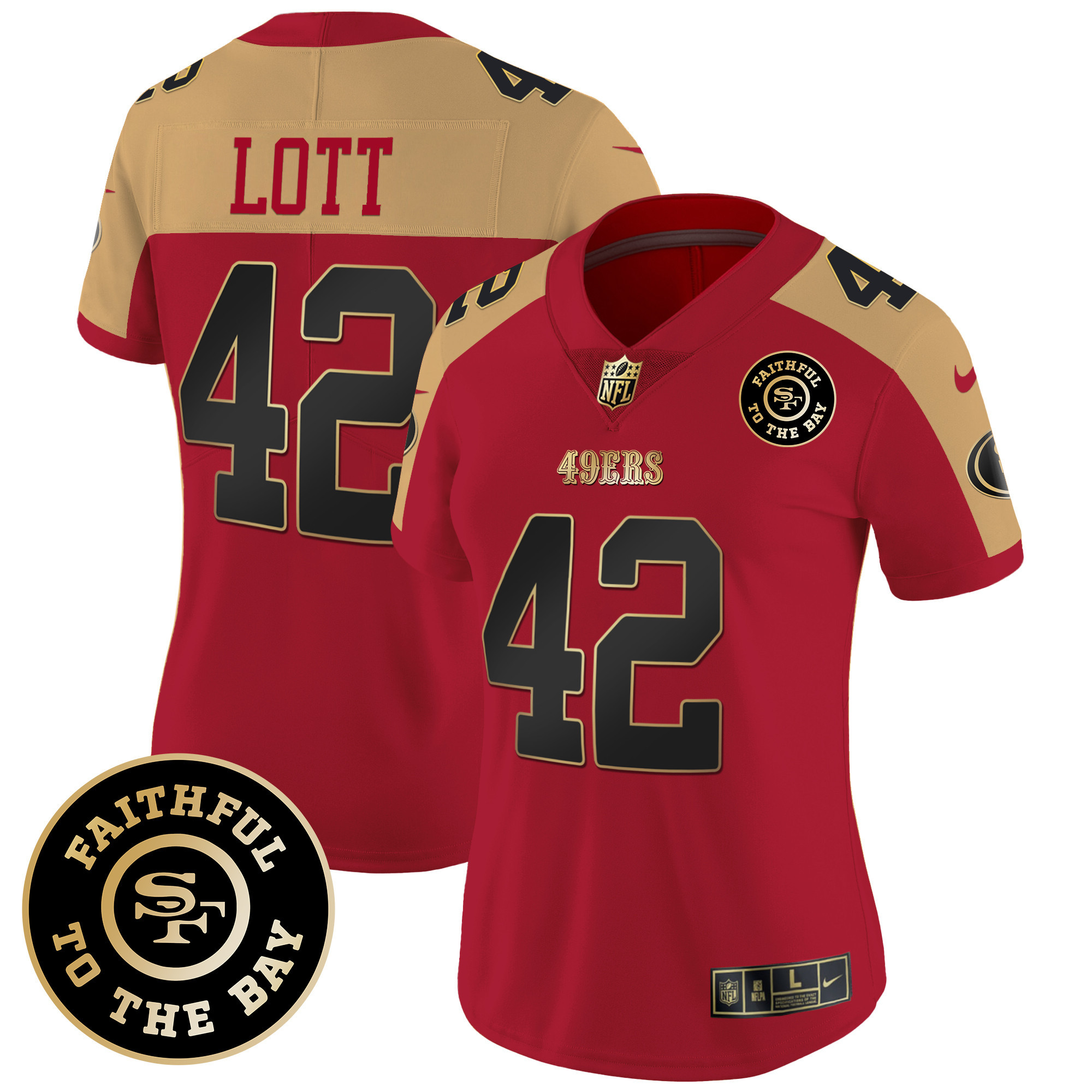 Women's Ronnie Lott San Francisco 49ers Faithful To The Bay Patch Vapor Limited Alternate Jersey V7 - All Stitched