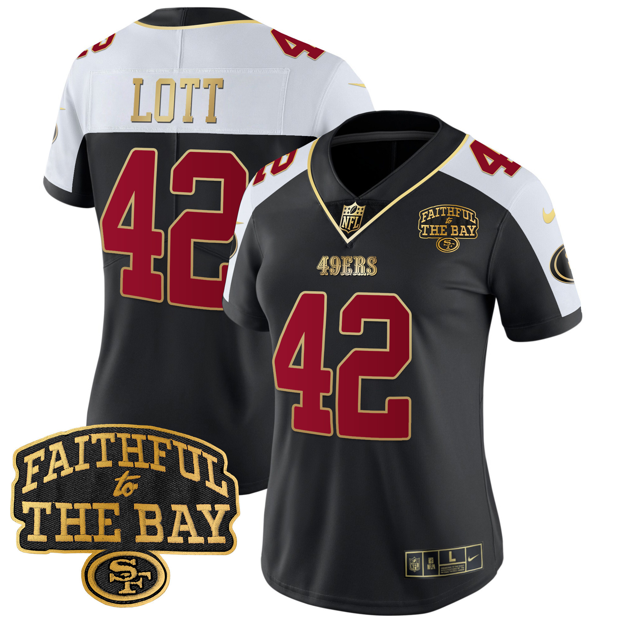 Women's Ronnie Lott San Francisco 49ers Faithful To The Bay Patch Vapor Limited Black Alternate Jersey V8 - All Stitched