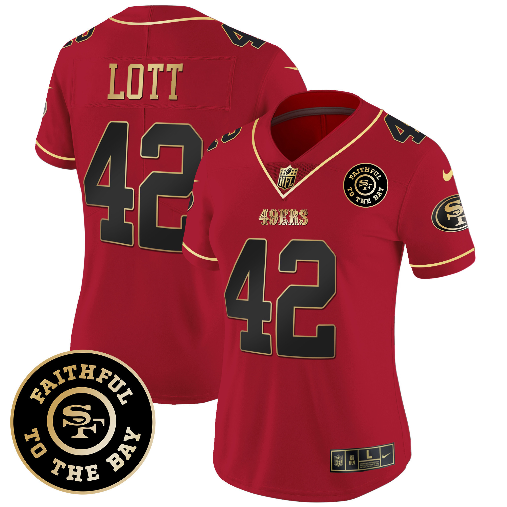 Women's Ronnie Lott San Francisco 49ers Faithful To The Bay Patch Vapor Limited Scarlet Limited Jersey V7 - All Stitched
