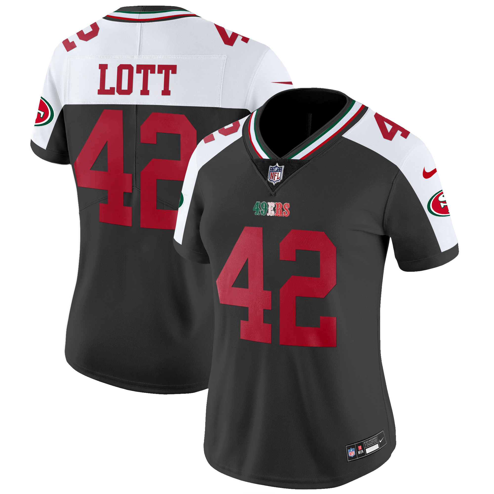 Women's Ronnie Lott San Francisco 49ers Mexico Vapor Black Alternate Jersey V2 - All Stitched