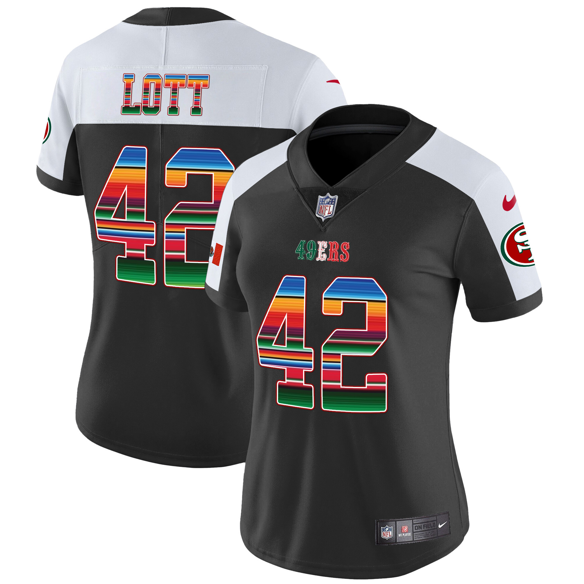 Women's Ronnie Lott San Francisco 49ers Mexico Vapor Black Alternate Jersey V3 - All Stitched