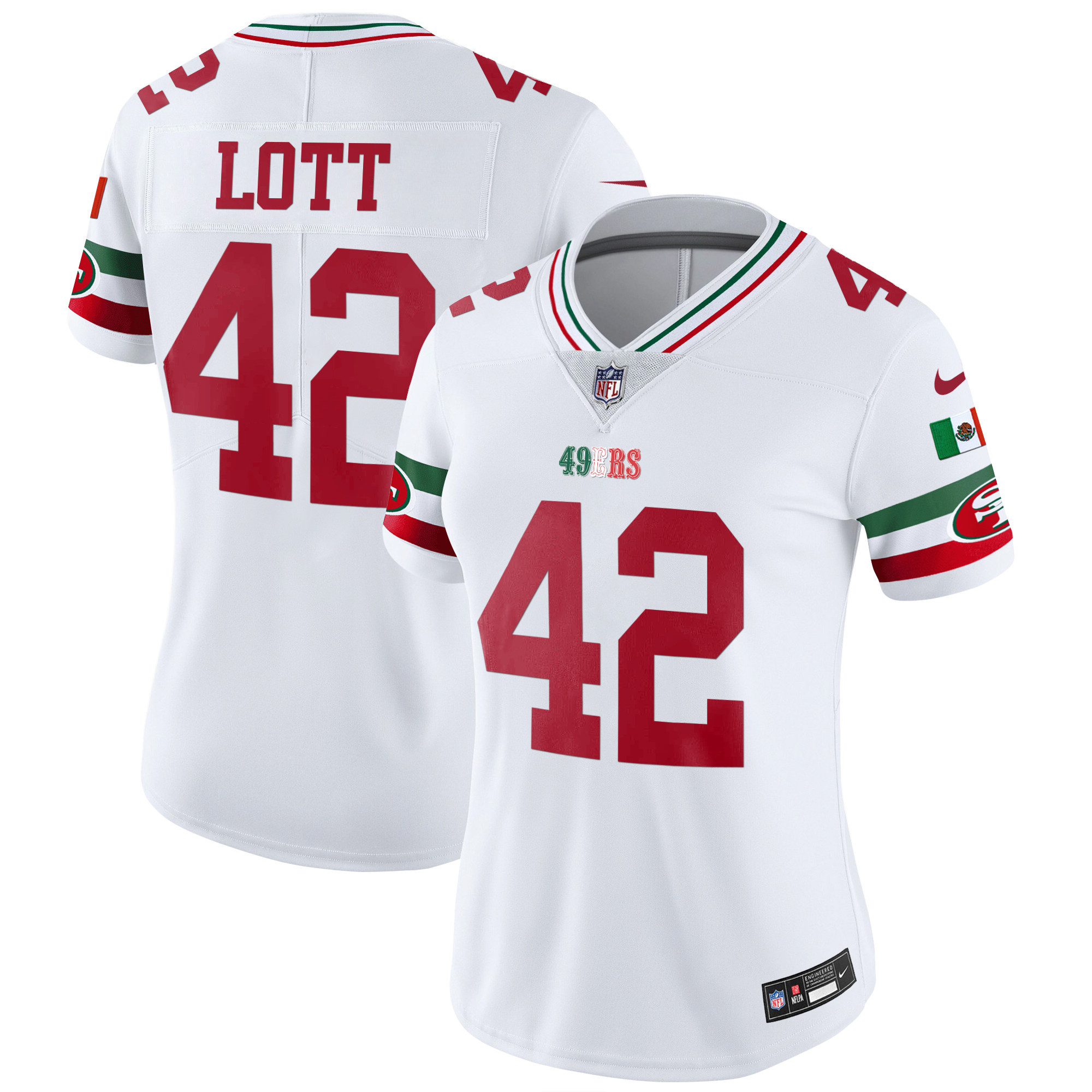Women's Ronnie Lott San Francisco 49ers Mexico Vapor White Jersey V2 - All Stitched