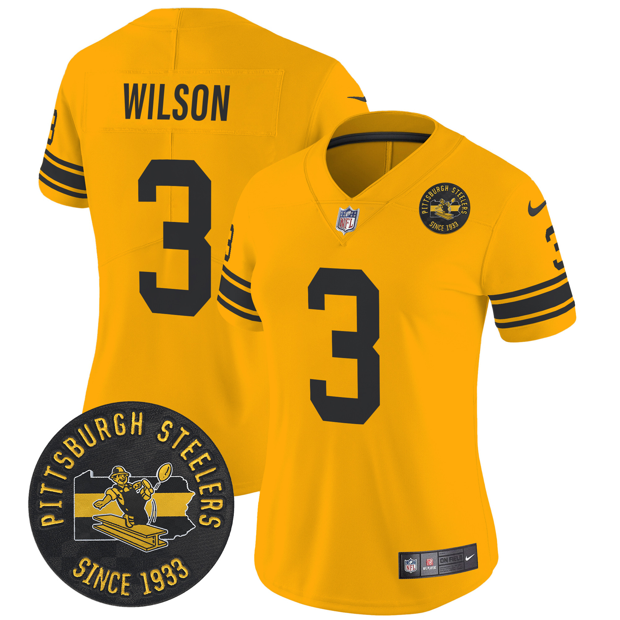 Women's Russell Wilson Pittsburgh Steelers Throwback 1962 Vapor Limited Gold Jersey - All Stitched