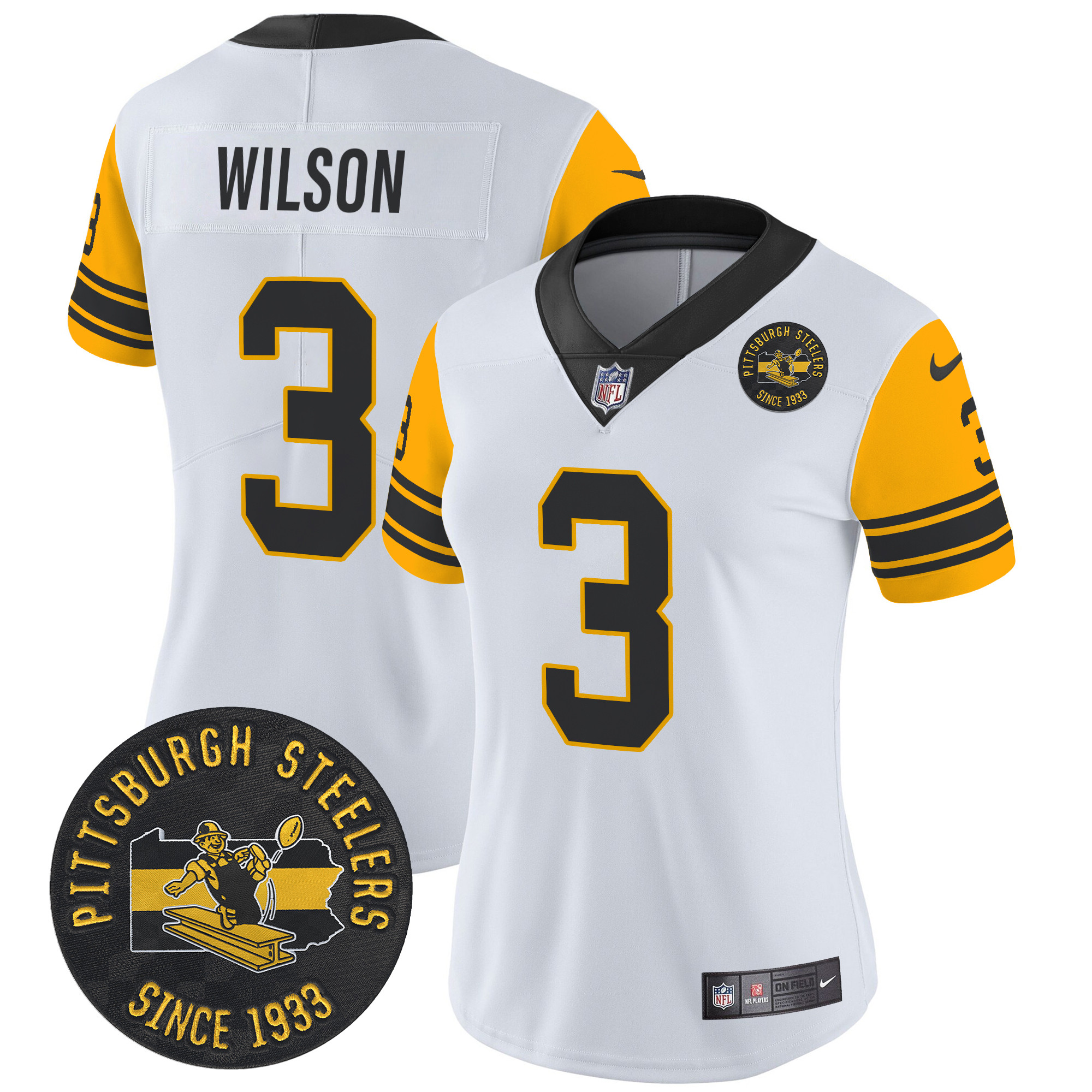 Women's Russell Wilson Pittsburgh Steelers Throwback 1962 Vapor Limited White Jersey - All Stitched