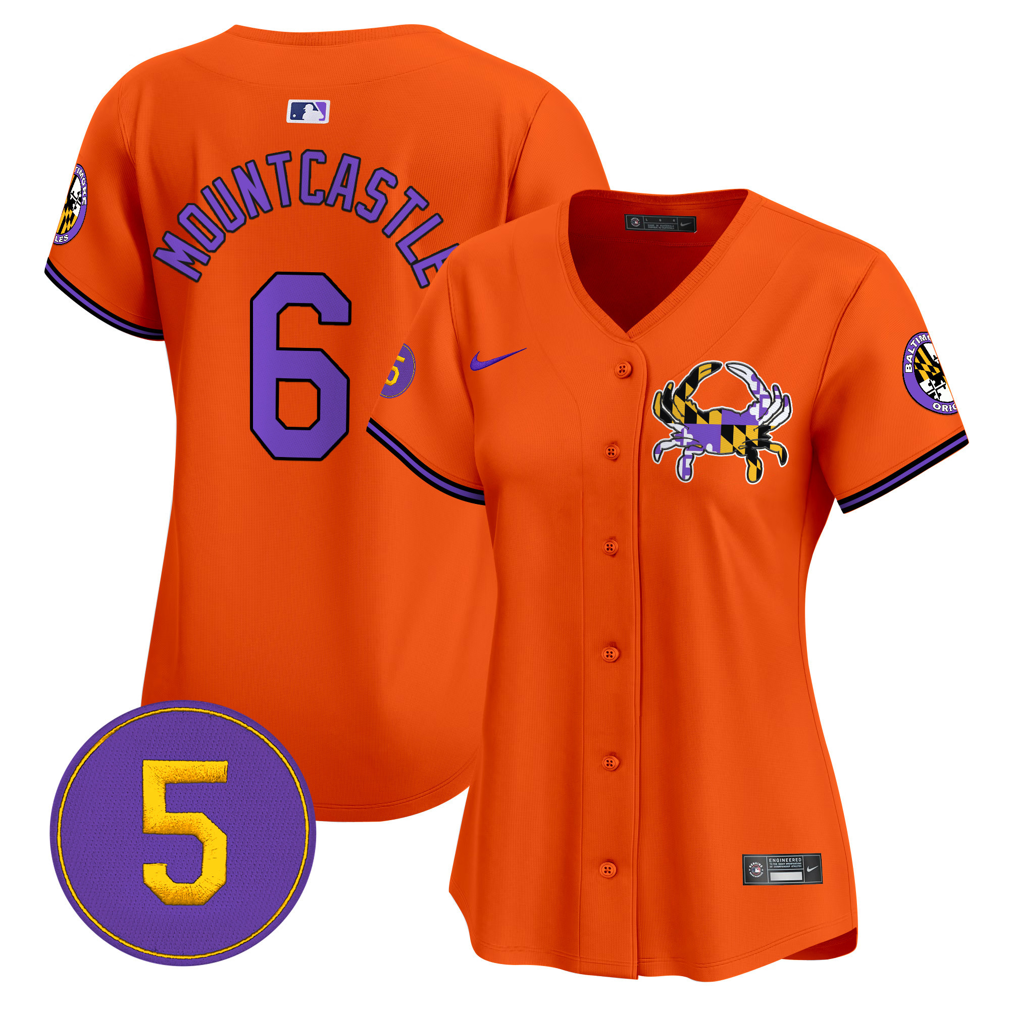 Women's Ryan Mountcastle Baltimore Orioles Purple Vapor Premier Limited Orange Jersey - All Stitched