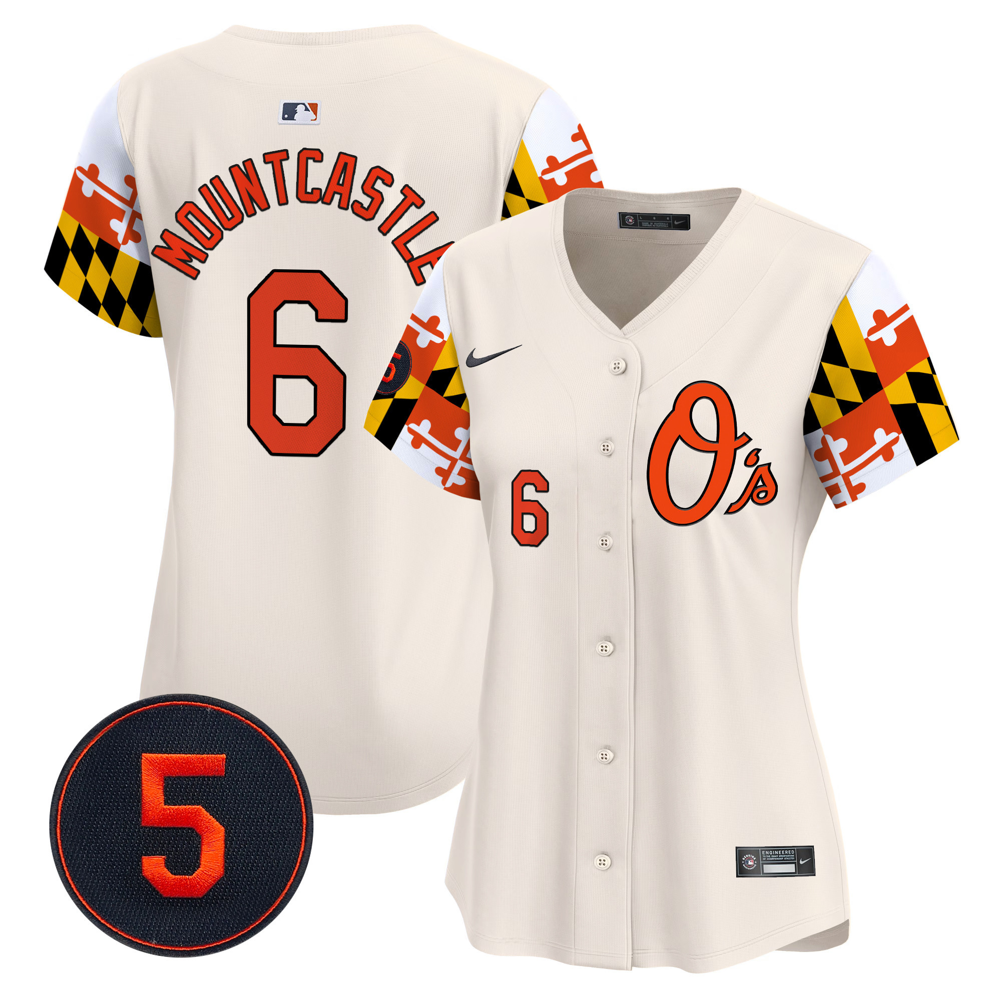Women's Ryan Mountcastle Baltimore Orioles Robinson Patch Vapor Premier Limited Cream Jersey V5 - All Stitched