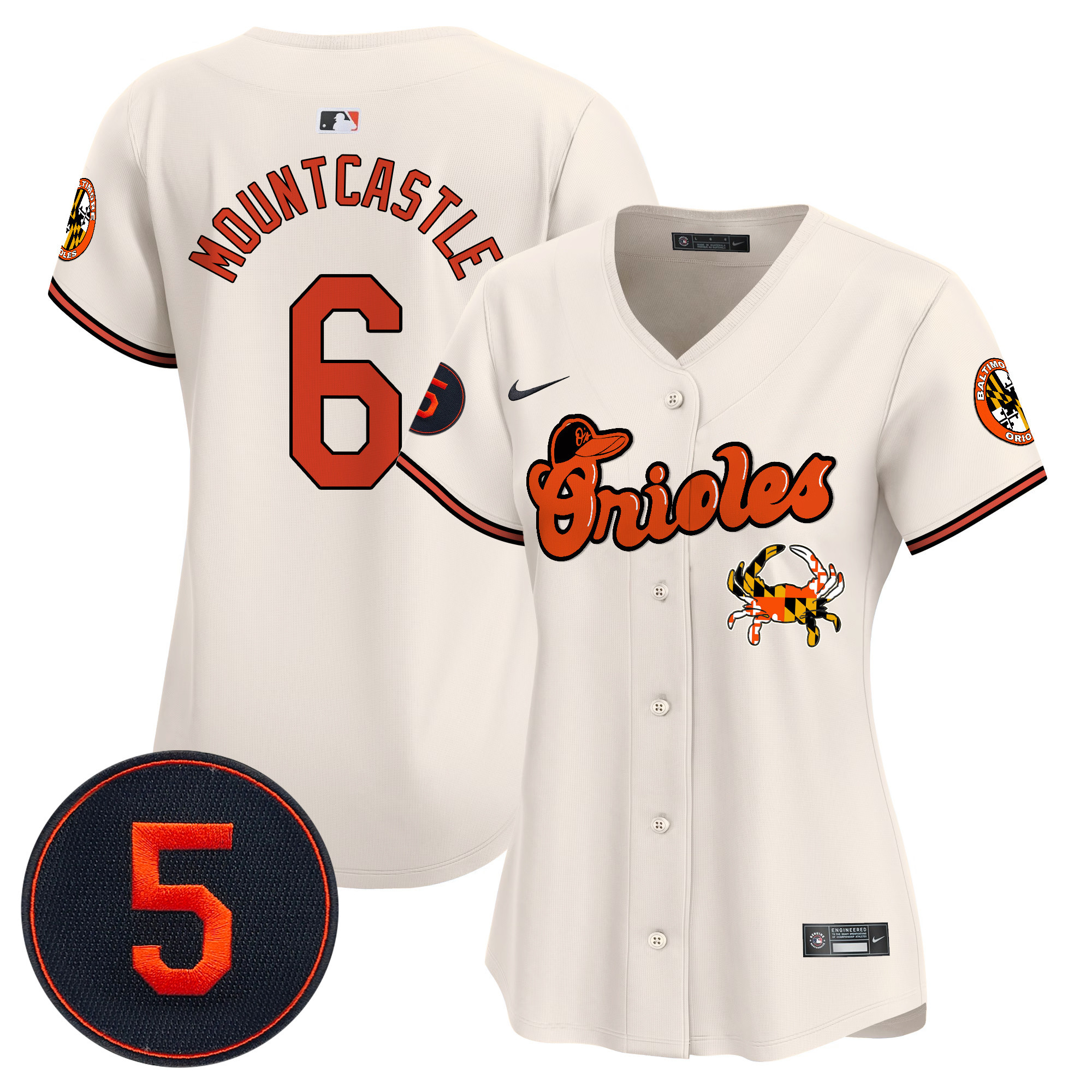 Women's Ryan Mountcastle Baltimore Orioles Robinson Patch Vapor Premier Limited Cream Jersey V6 - All Stitched