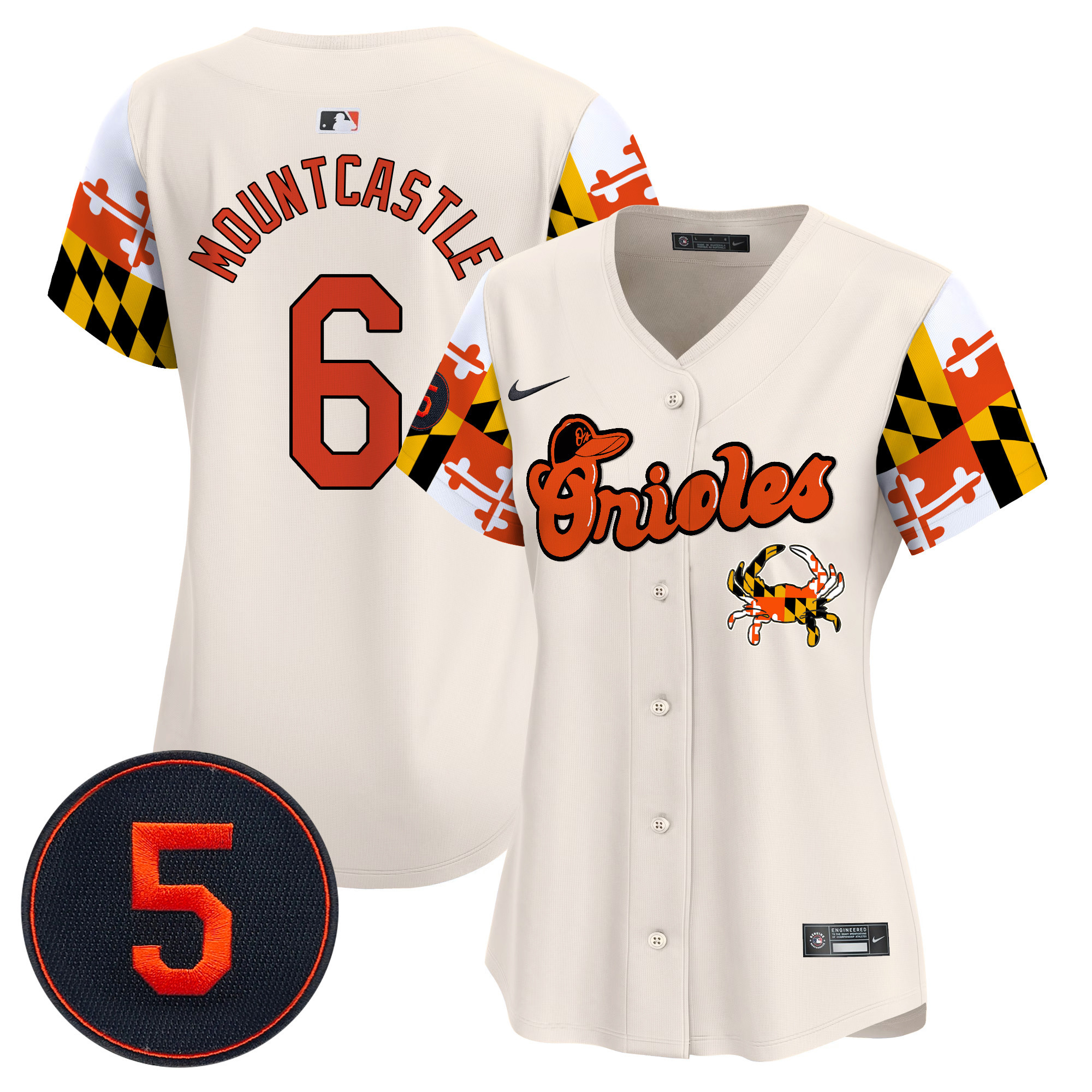 Women's Ryan Mountcastle Baltimore Orioles Robinson Patch Vapor Premier Limited Cream Jersey V7 - All Stitched