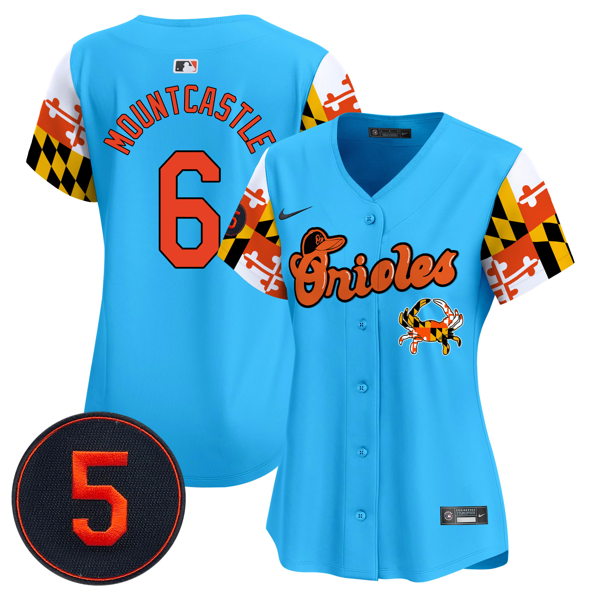 Women's Ryan Mountcastle Baltimore Orioles Robinson Patch Vapor Premier Limited Light Blue Jersey V7 - All Stitched