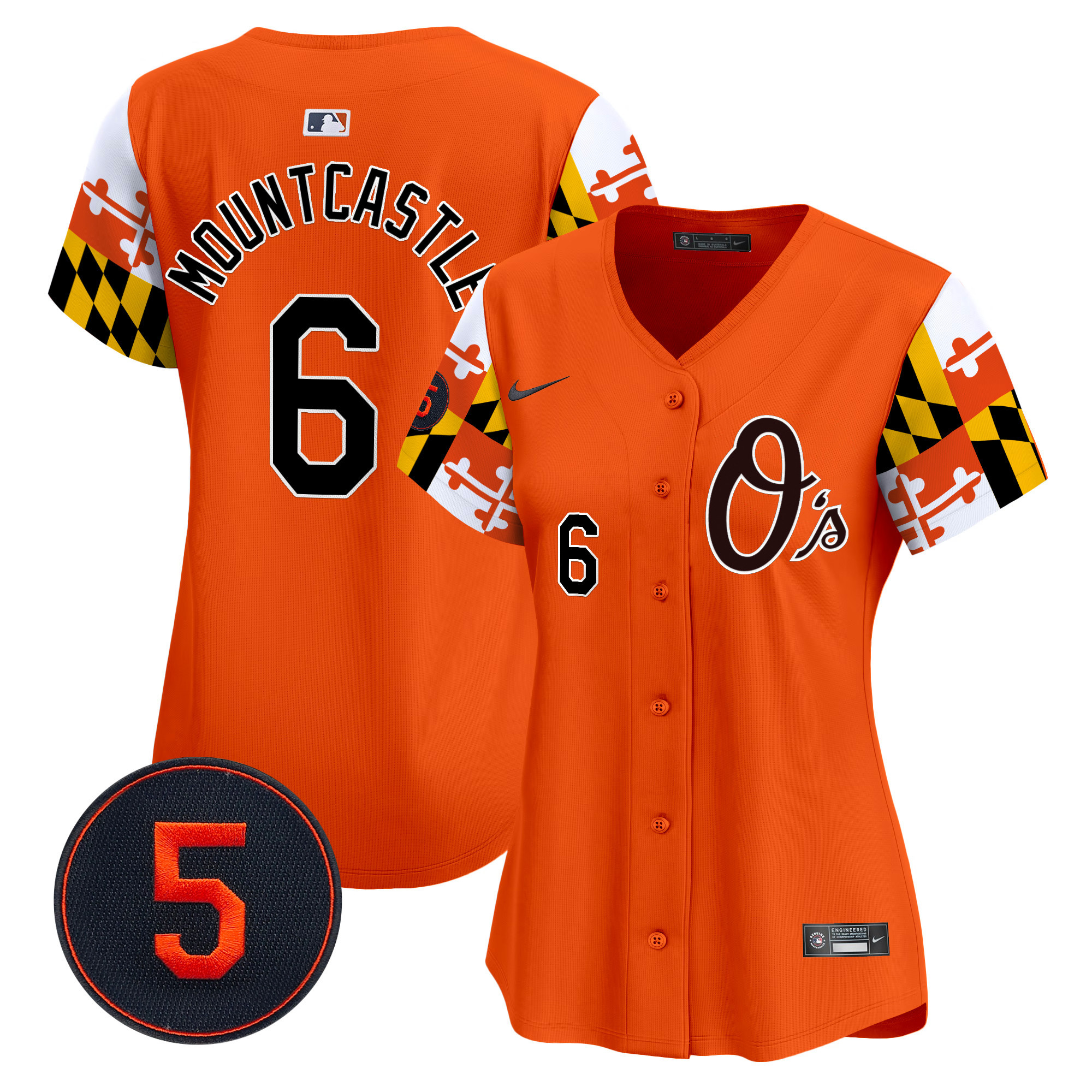 Women's Ryan Mountcastle Baltimore Orioles Robinson Patch Vapor Premier Limited Orange Jersey V5 - All Stitched