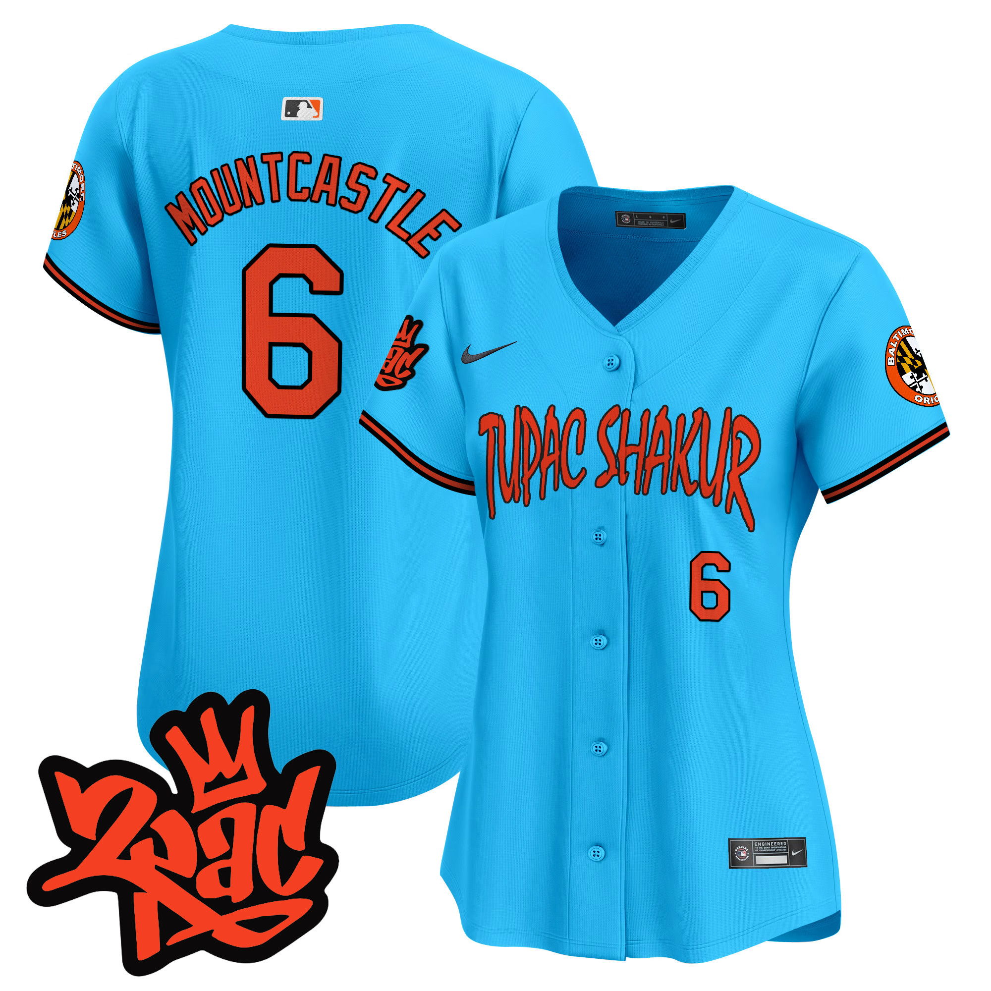 Women's Ryan Mountcastle Baltimore Orioles Tupac Shakur Vapor Premier Limited Light Blue Jersey - All Stitched