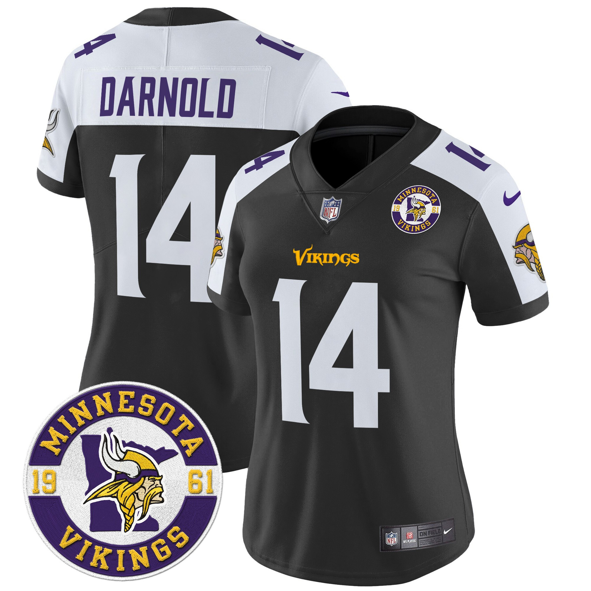 Women's Sam Darnold Minnesota Vikings 2024 Vapor Limited Black Alternate Jersey - All Stitched