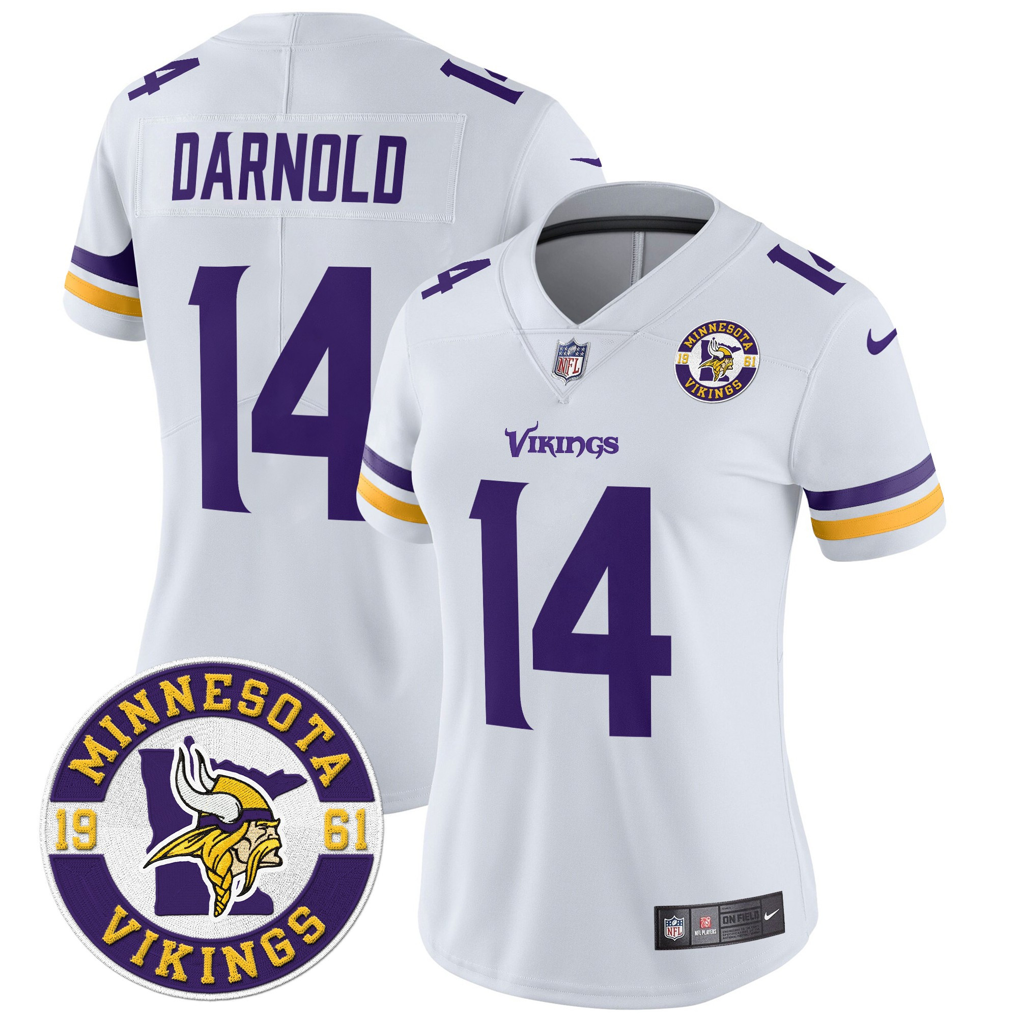 Women's Sam Darnold Minnesota Vikings 2024 Vapor Limited White Jersey - All Stitched