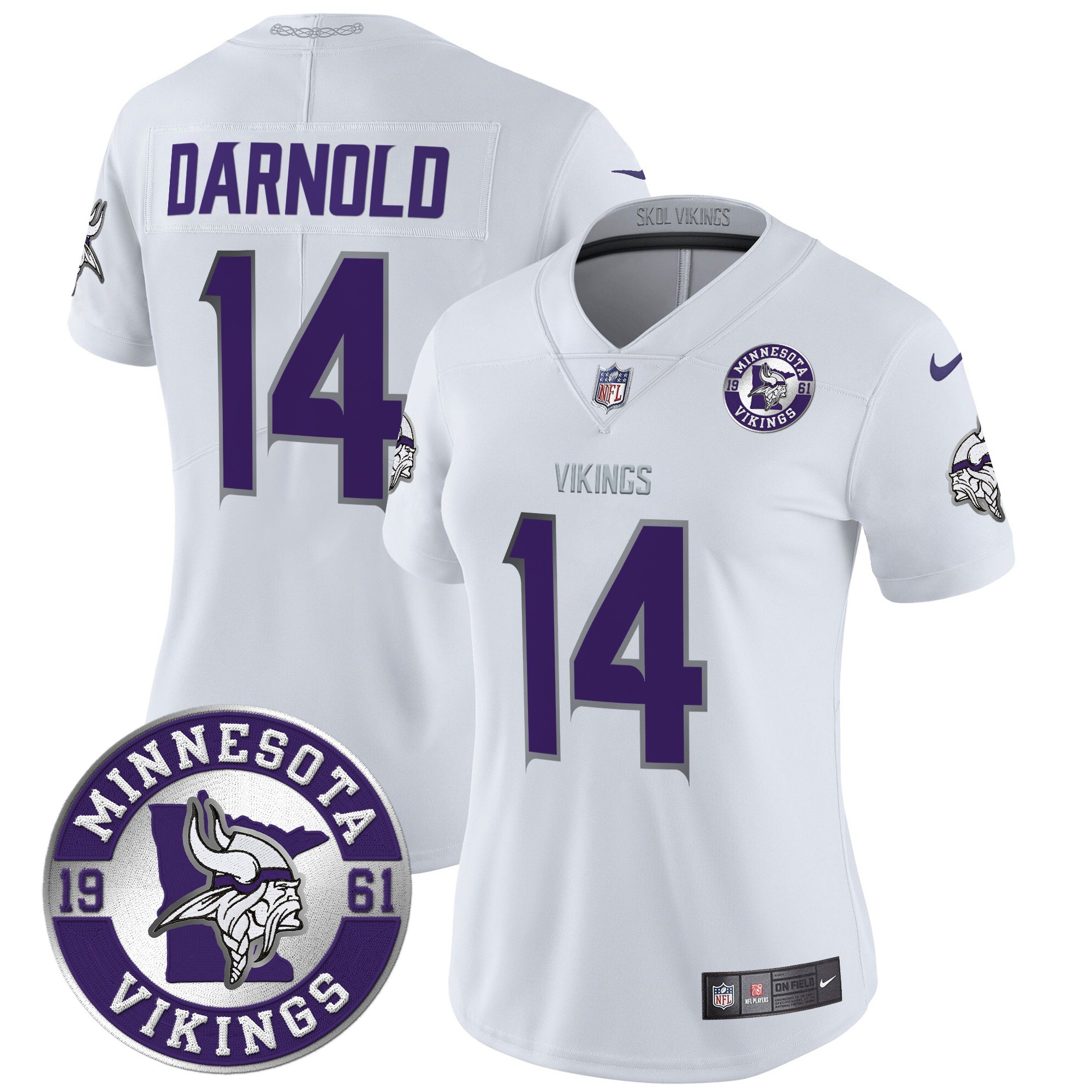 Women's Sam Darnold Minnesota Vikings 2024 Vapor Limited White Limited Jersey - All Stitched