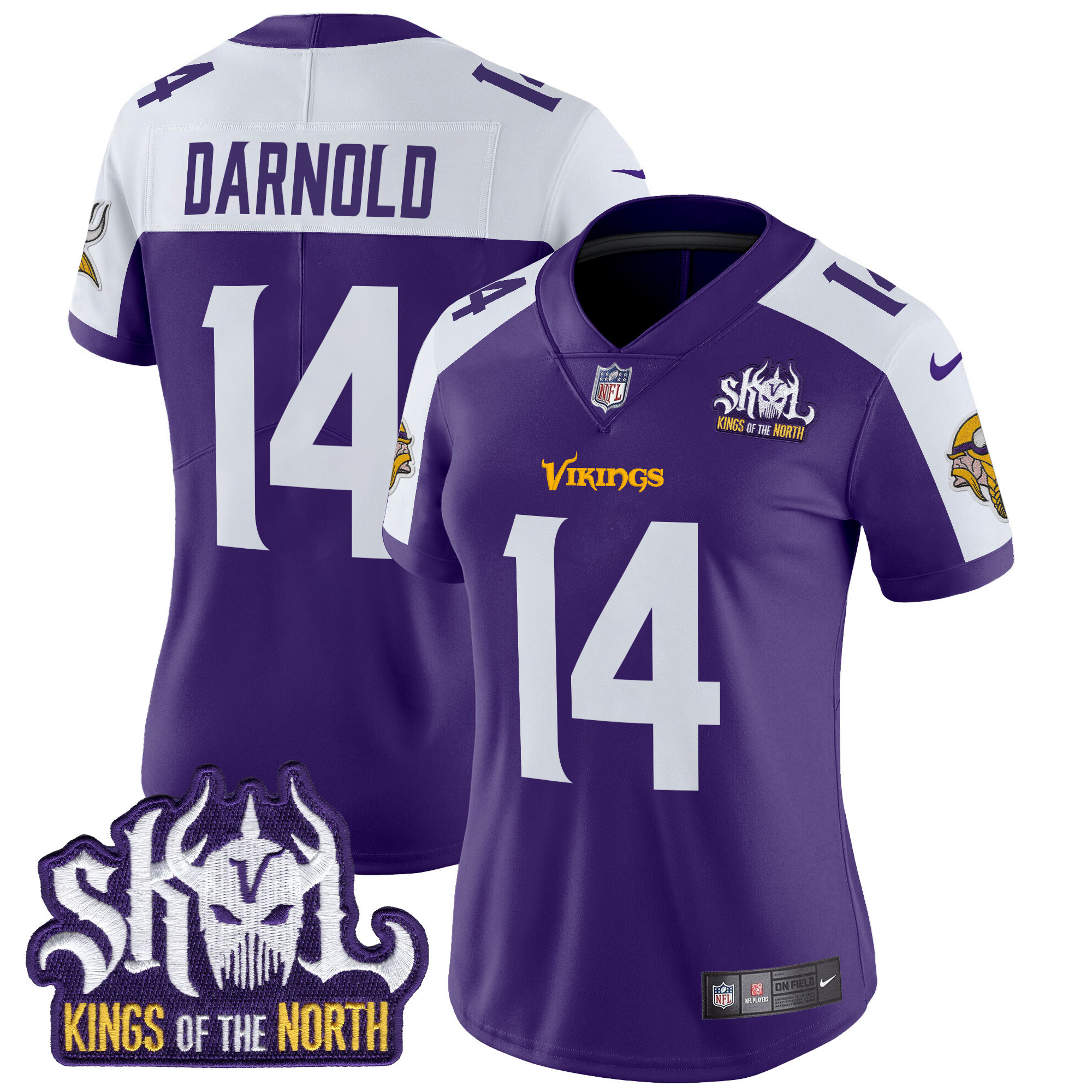 Women's Sam Darnold Minnesota Vikings Kings Of The North Patch Vapor Limited Purple Alternate Jersey - All Stitched