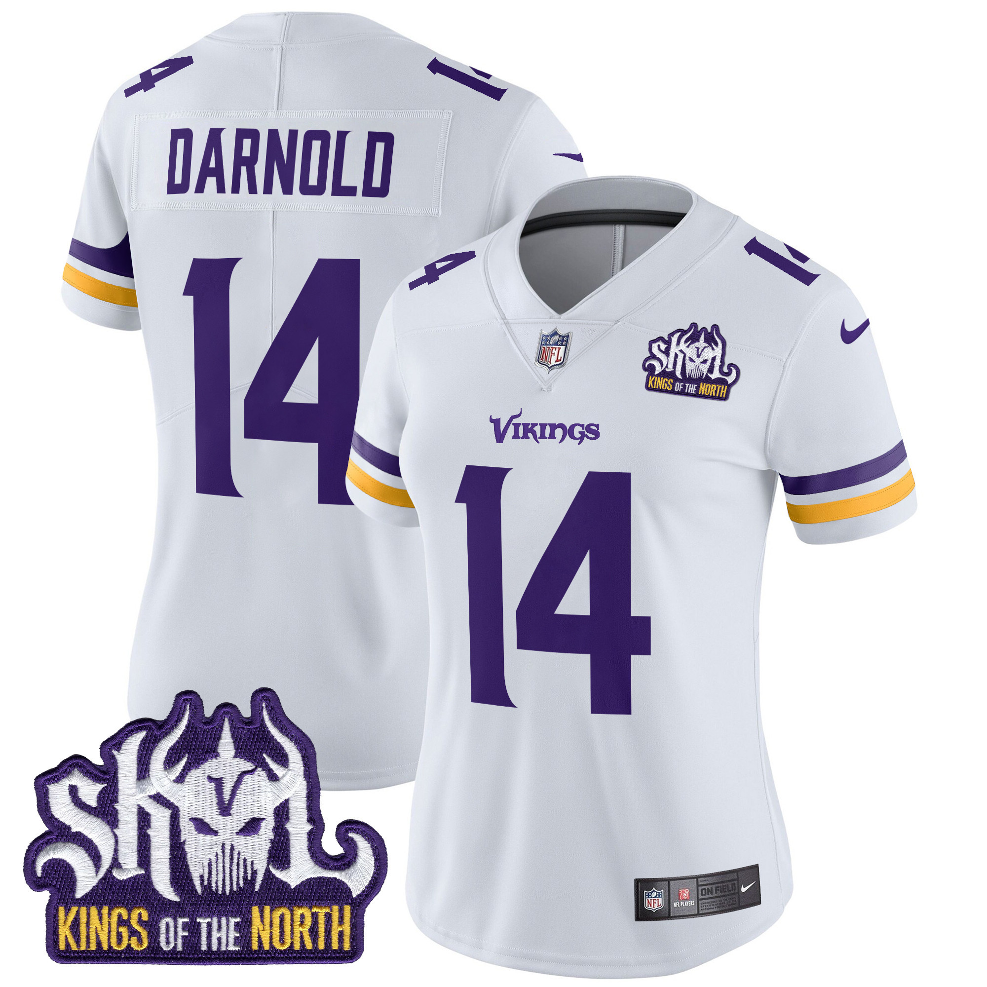 Women's Sam Darnold Minnesota Vikings Kings Of The North Patch Vapor Limited White Jersey - All Stitched