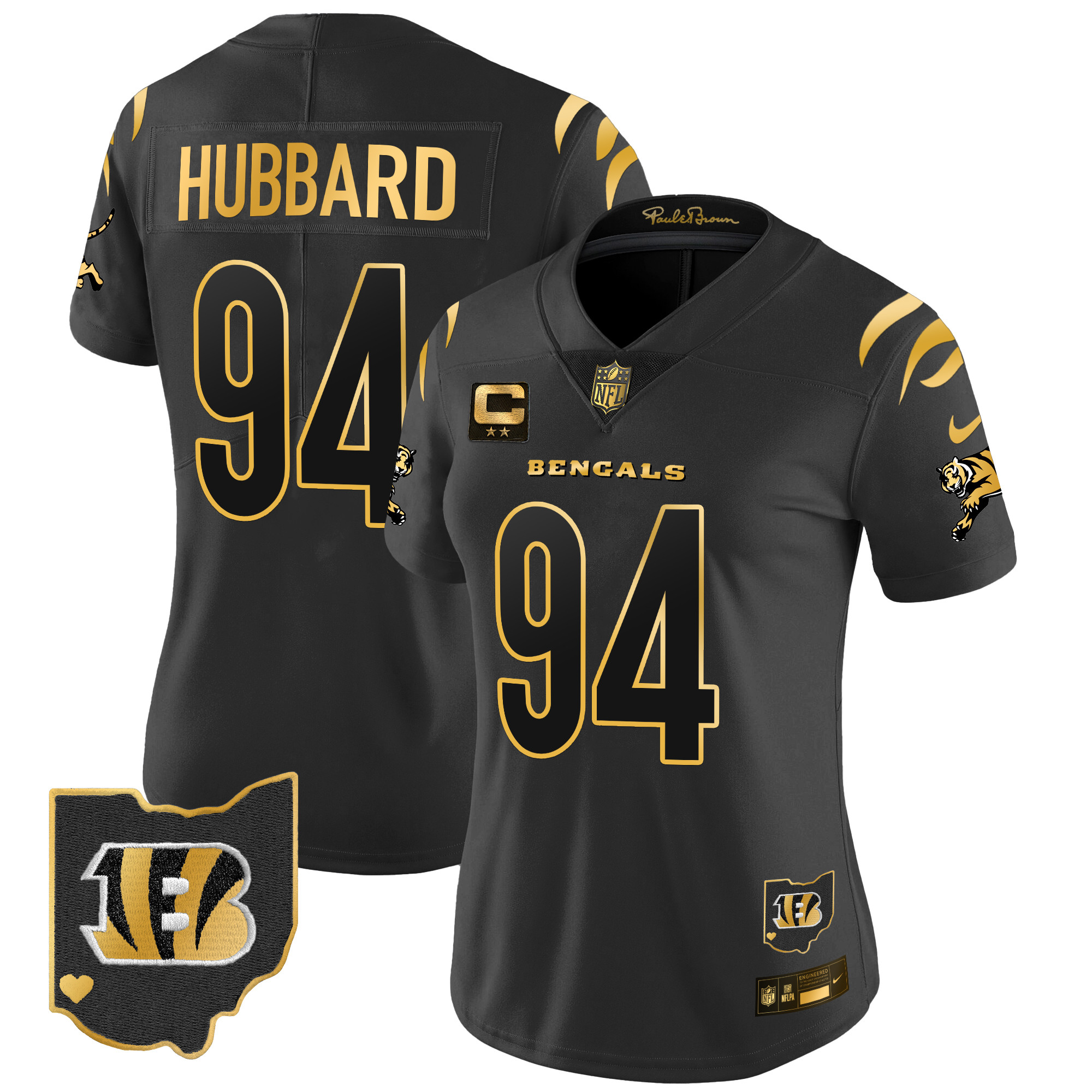 Women's Sam Hubbard Cincinnati Bengals 2024 Gold Vapor Limited Black Gold Jersey - All Stitched