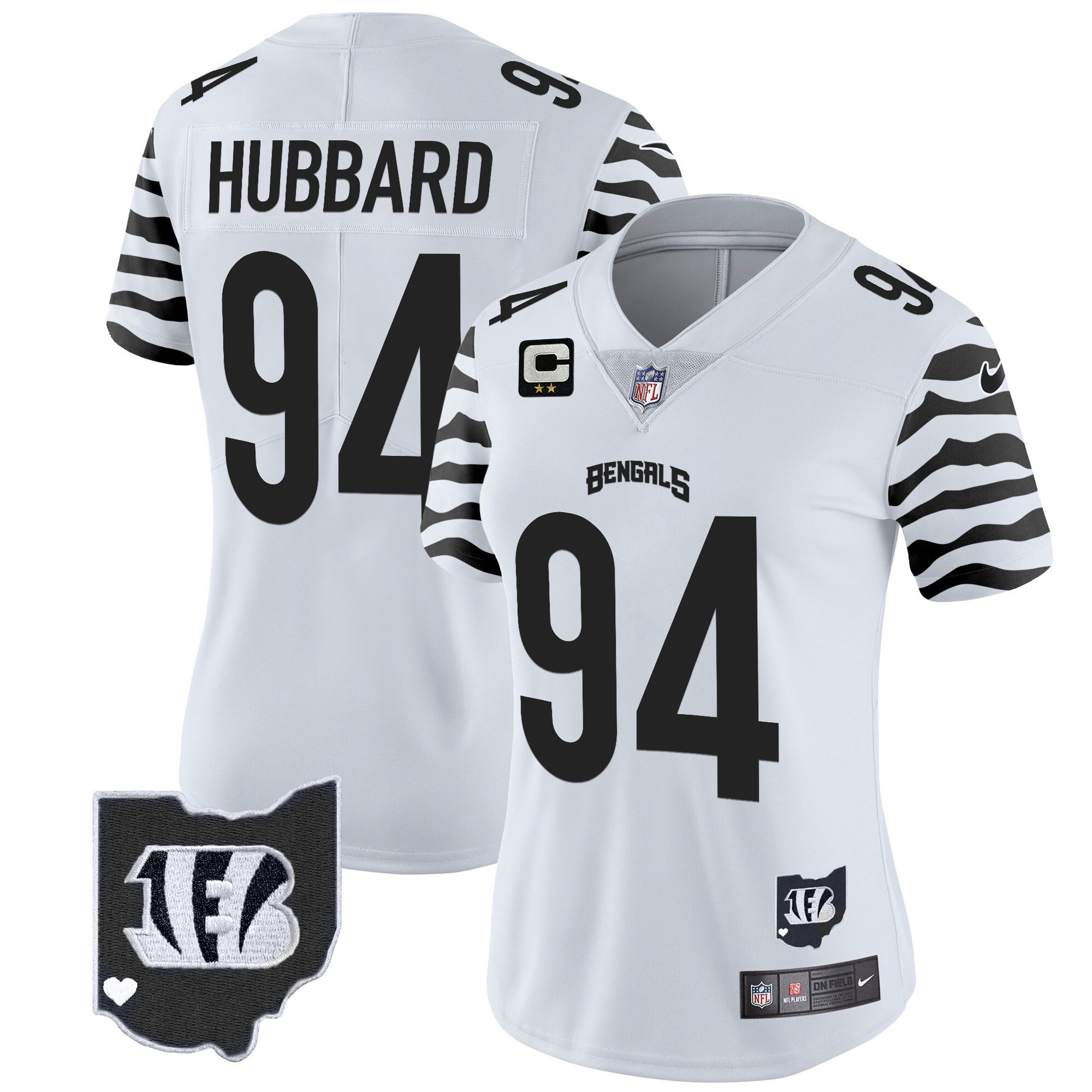Women's Sam Hubbard Cincinnati Bengals Stripes Vapor Limited White Jersey - All Stitched