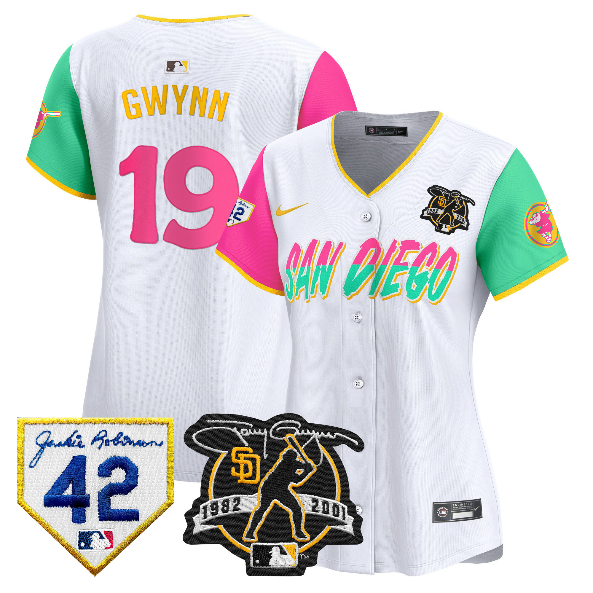 Women's San Diego Padres 2024 Tony Gwynn & Robinson Patch Vapor Premier Limited City Connect Jersey - All Stitched