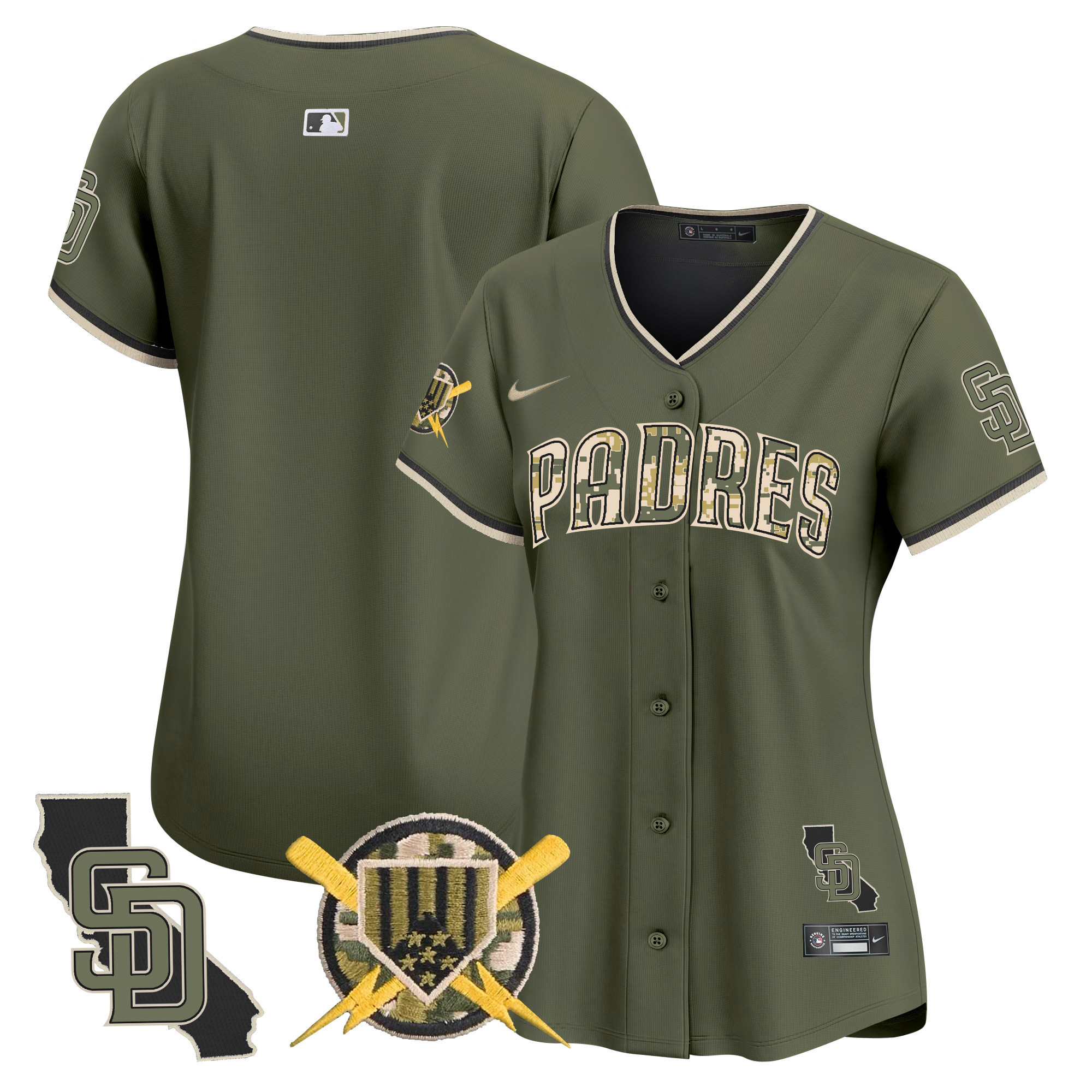 Women's San Diego Padres Armed Forces Day Vapor Premier Limited Green Jersey - All Stitched