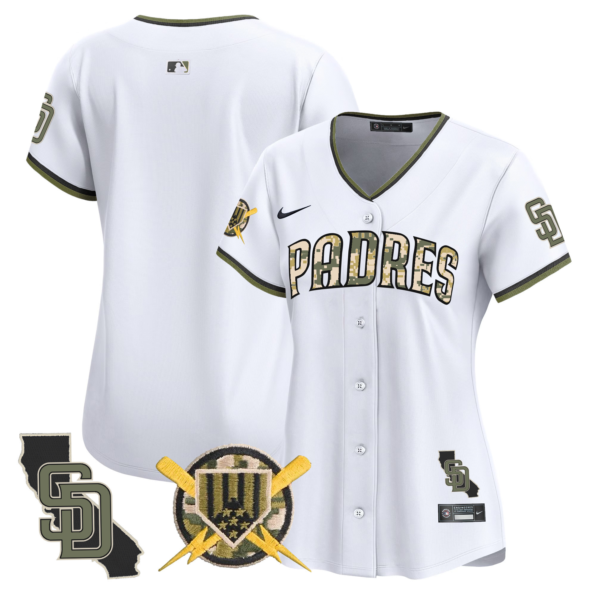 Women's San Diego Padres Armed Forces Day Vapor Premier Limited White Jersey - All Stitched